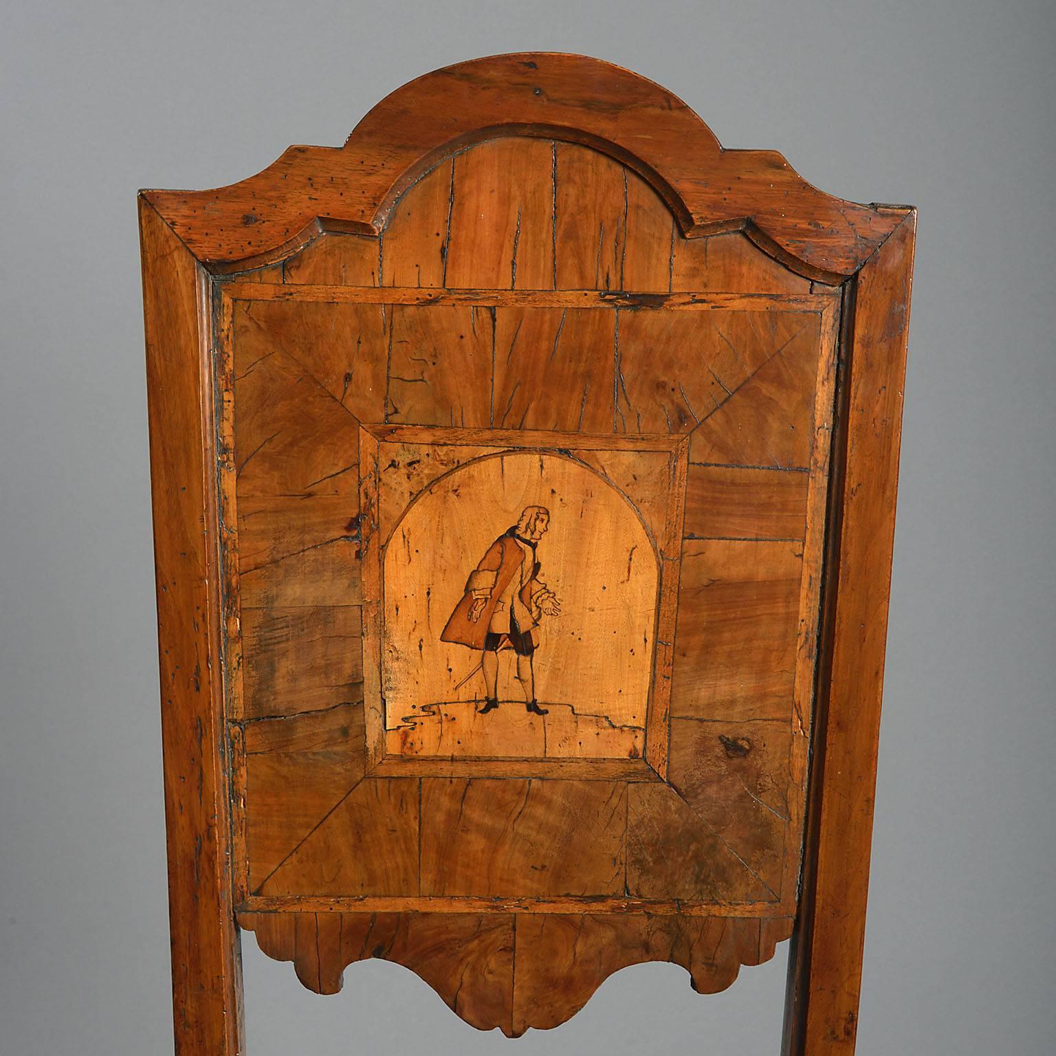 Baroque Pair or Set of Seven 18th Century North Italian Commedia del Arte Walnut Chairs For Sale