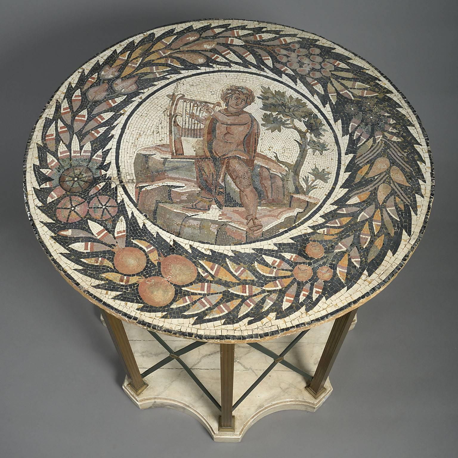 Classical Roman 20th Century Mosaic Top Centre Table For Sale