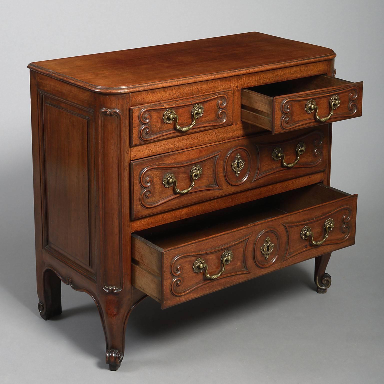 French 18th Century Louis XV Provincial Walnut Commode or Chest of Drawers For Sale