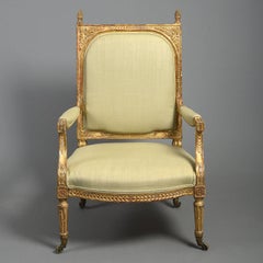 18th Century French Louis XVI Giltwood Fauteuil or Armchair