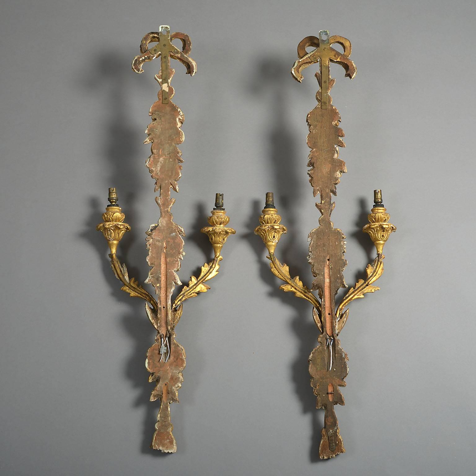 English Pair of George III Giltwood Wall-Lights or Sconces For Sale