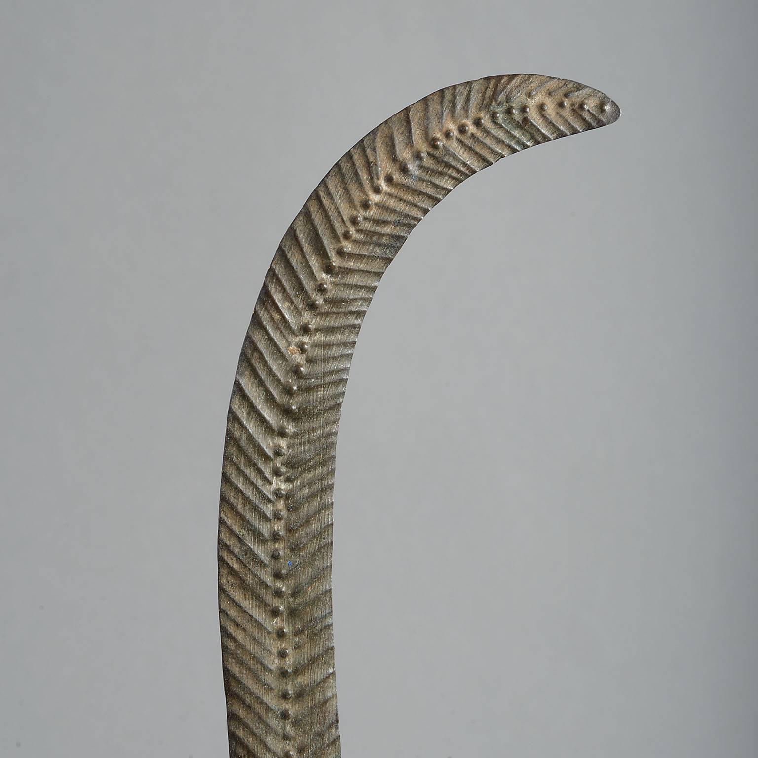Beninese Tribal Bronze Feather Sculpture, Possibly Benin For Sale