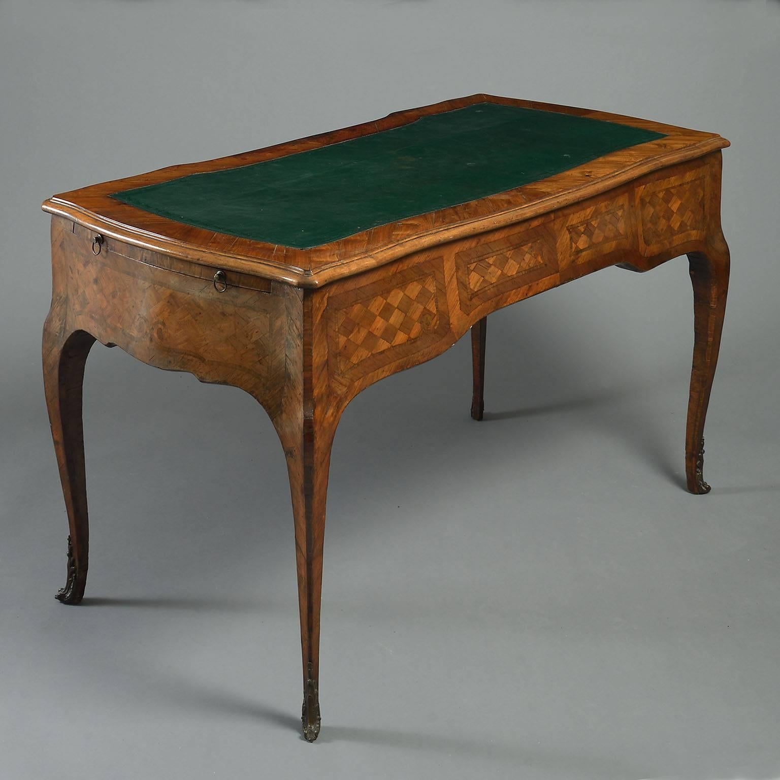 Dutch 18th Century Kingwood and Tulipwood Parquetry Serpentine Bureau-Plat For Sale