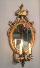 Pair Baltic Giltwood and Bronze Girandole or Wall Lights