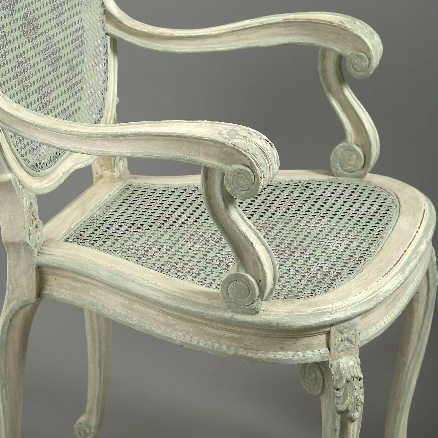 European Pair of Early 20th Century Painted Armchairs For Sale