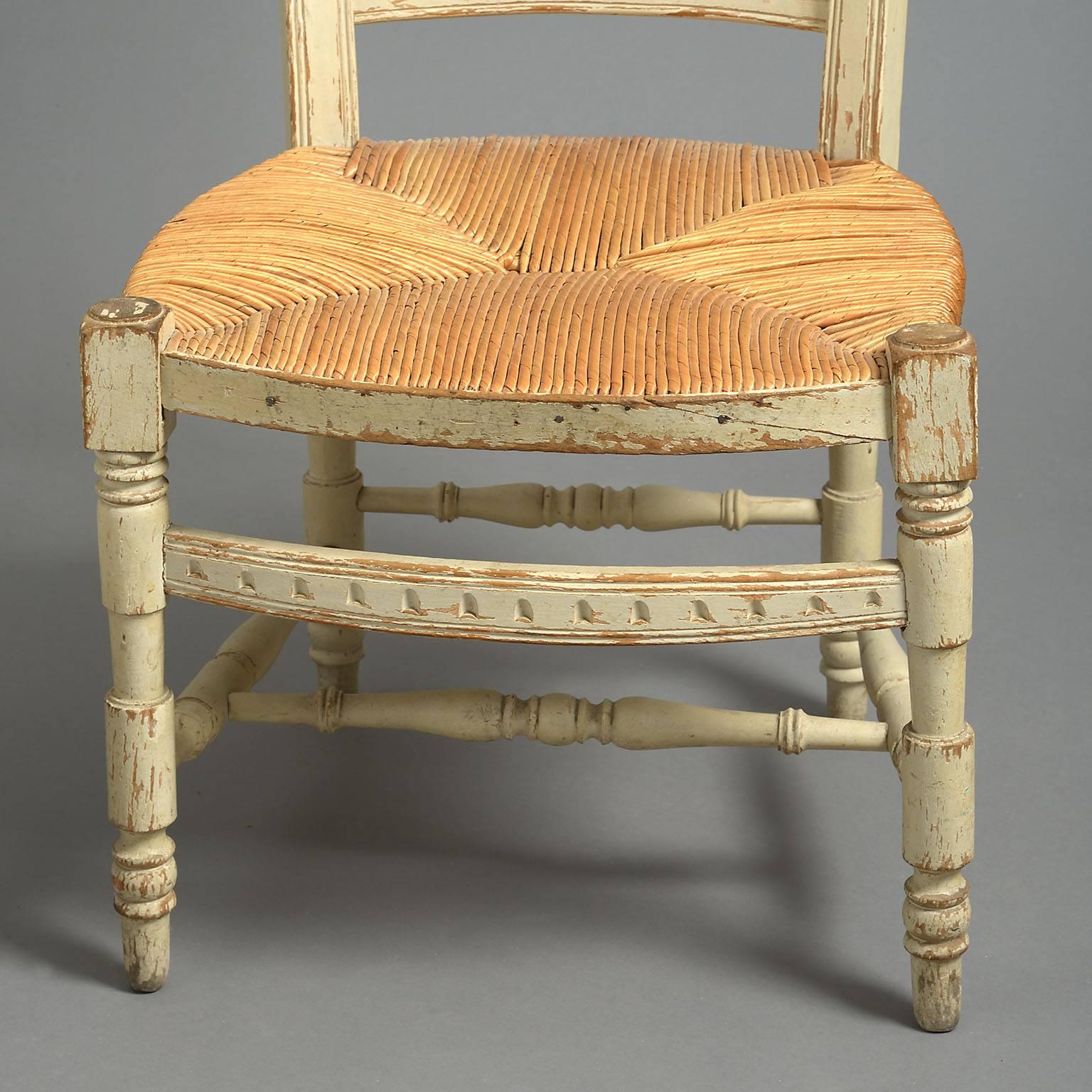 French Provincial Pair of French Painted Chairs