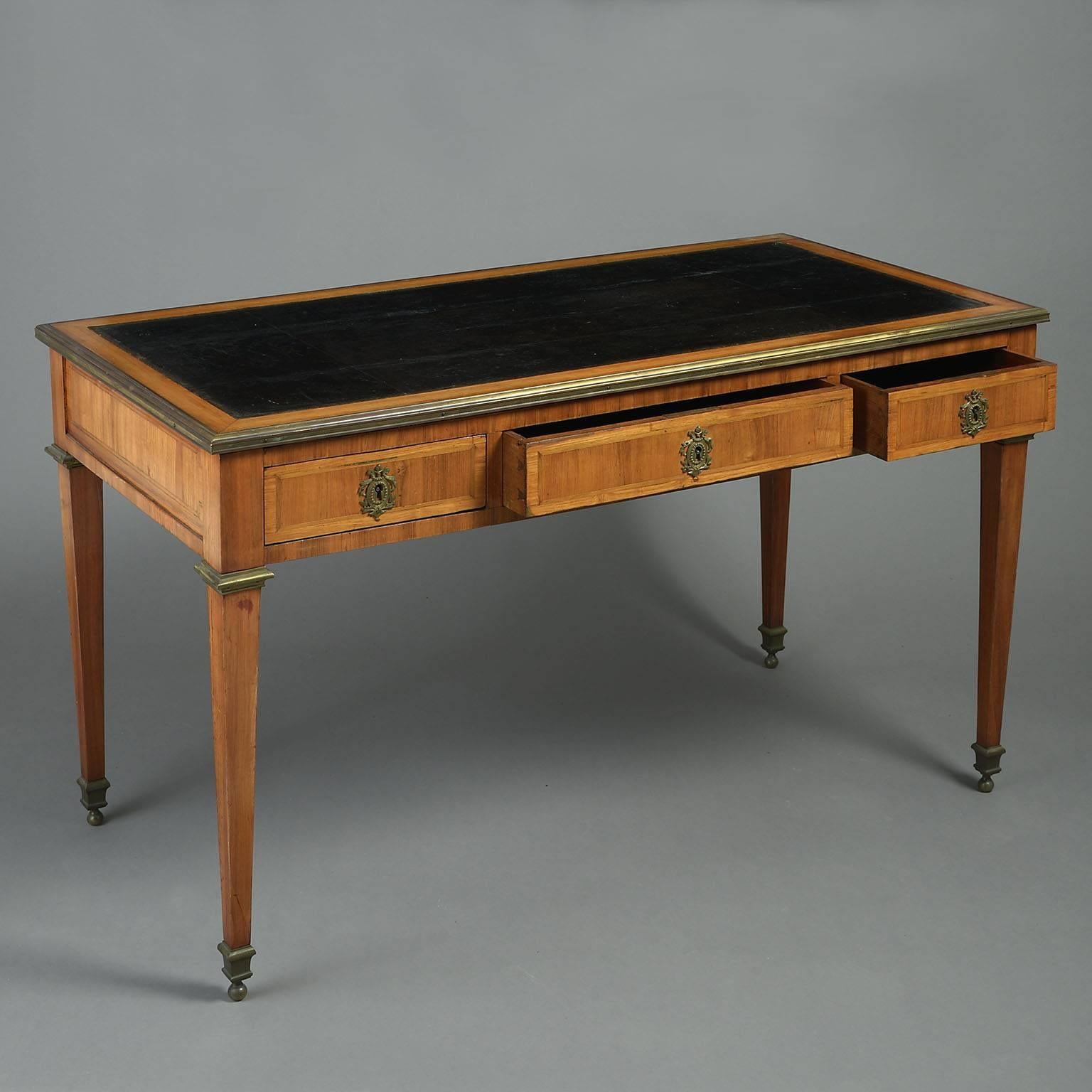 French 18th Century Louis XVI Tulipwood Bureau Plat or Writing Table