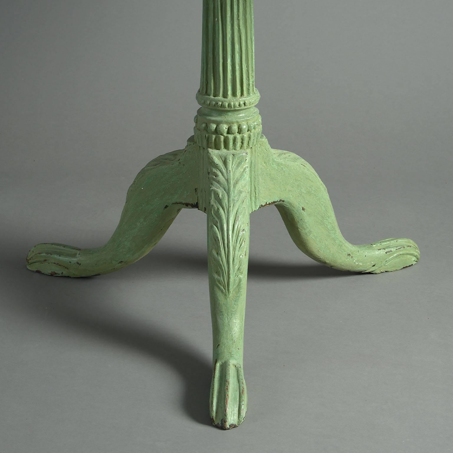 English 18th Century Late George II Green Painted Tripod Table For Sale