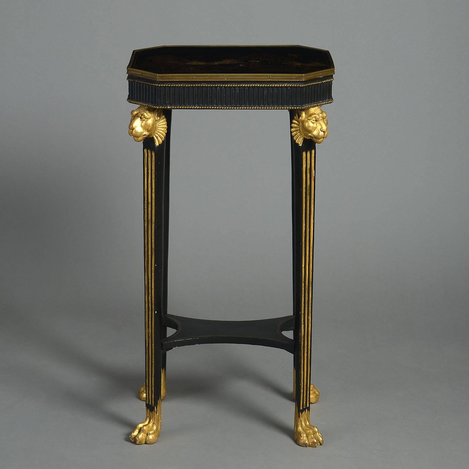 English Regency Leopard Head Lacquered Stand by Thomas Hope