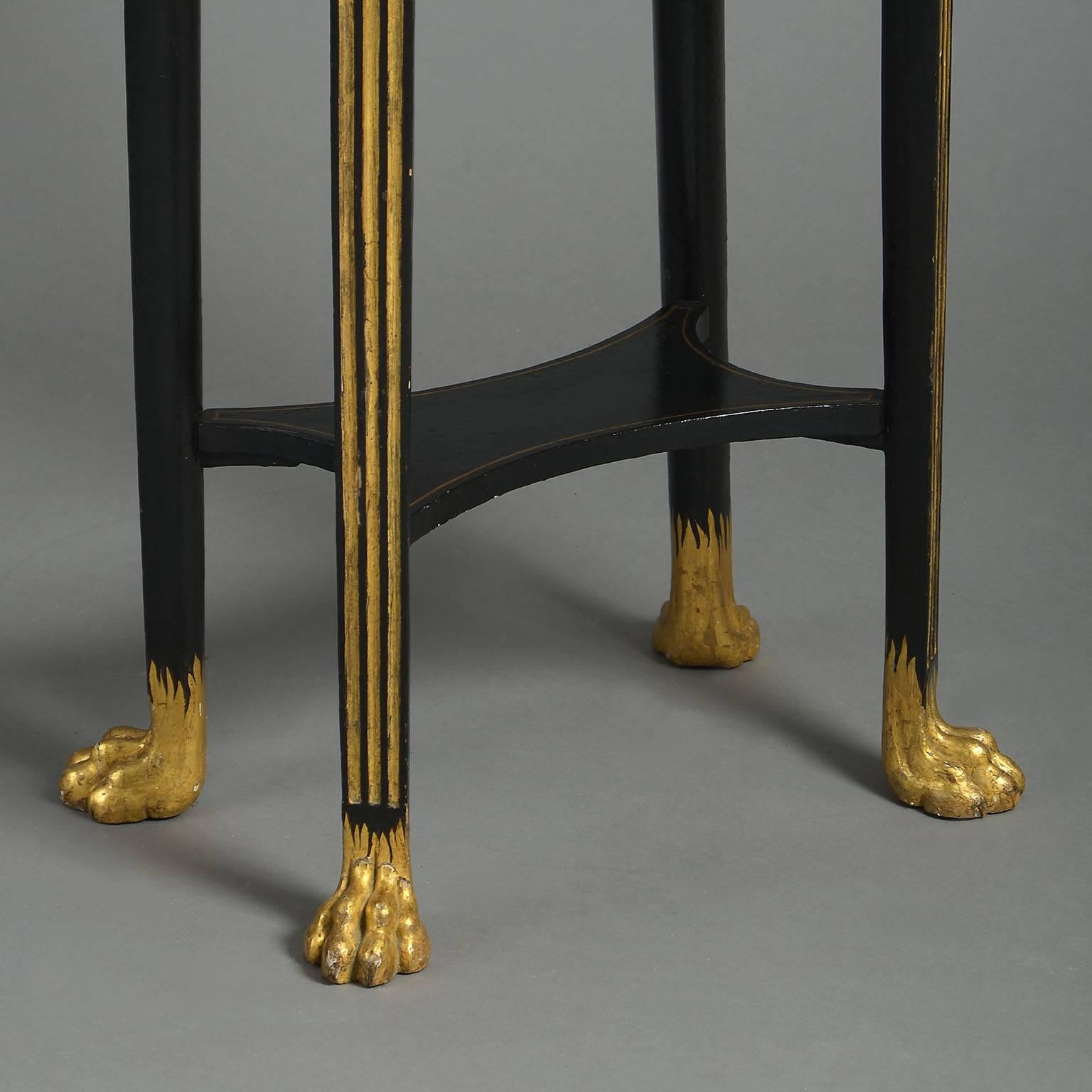 Hand-Carved Regency Leopard Head Lacquered Stand by Thomas Hope