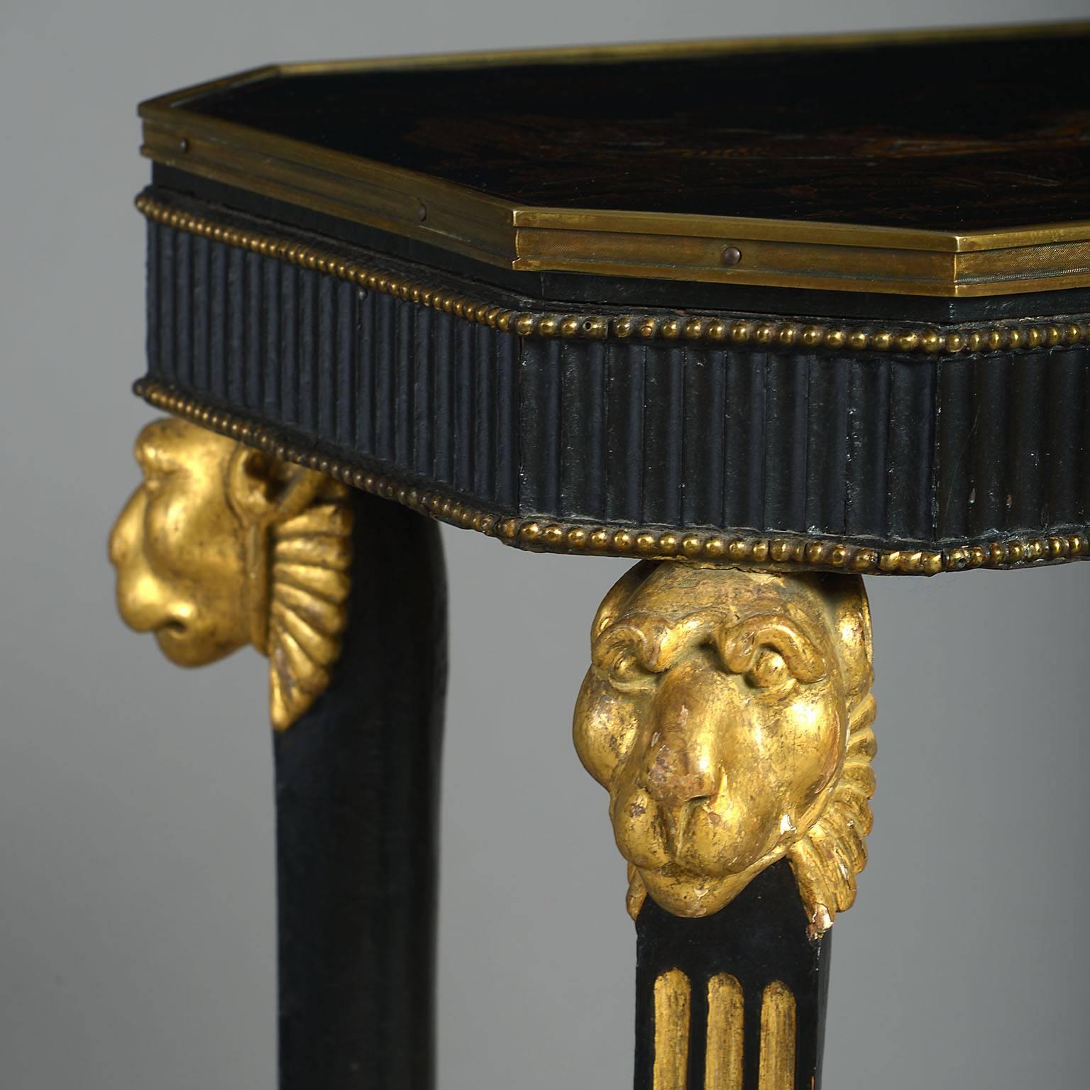 19th Century Regency Leopard Head Lacquered Stand by Thomas Hope