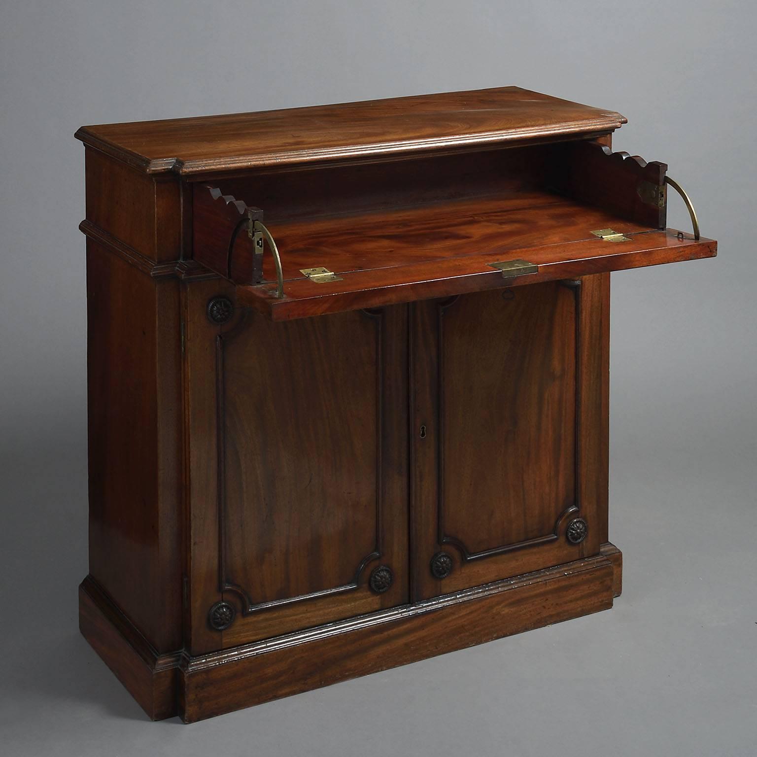 Chippendale Rare 18th Century George III Carved Mahogany Secretaire Side Cabinet For Sale