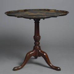 Rare 18th Century, George-II Japanned and Mahogany Tray Table