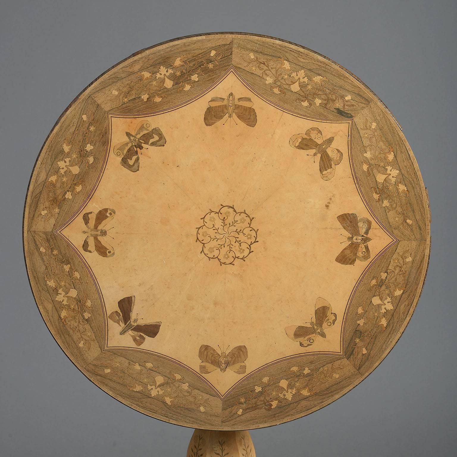 French Early 19th Century Charles X Marquetry Tripod Table