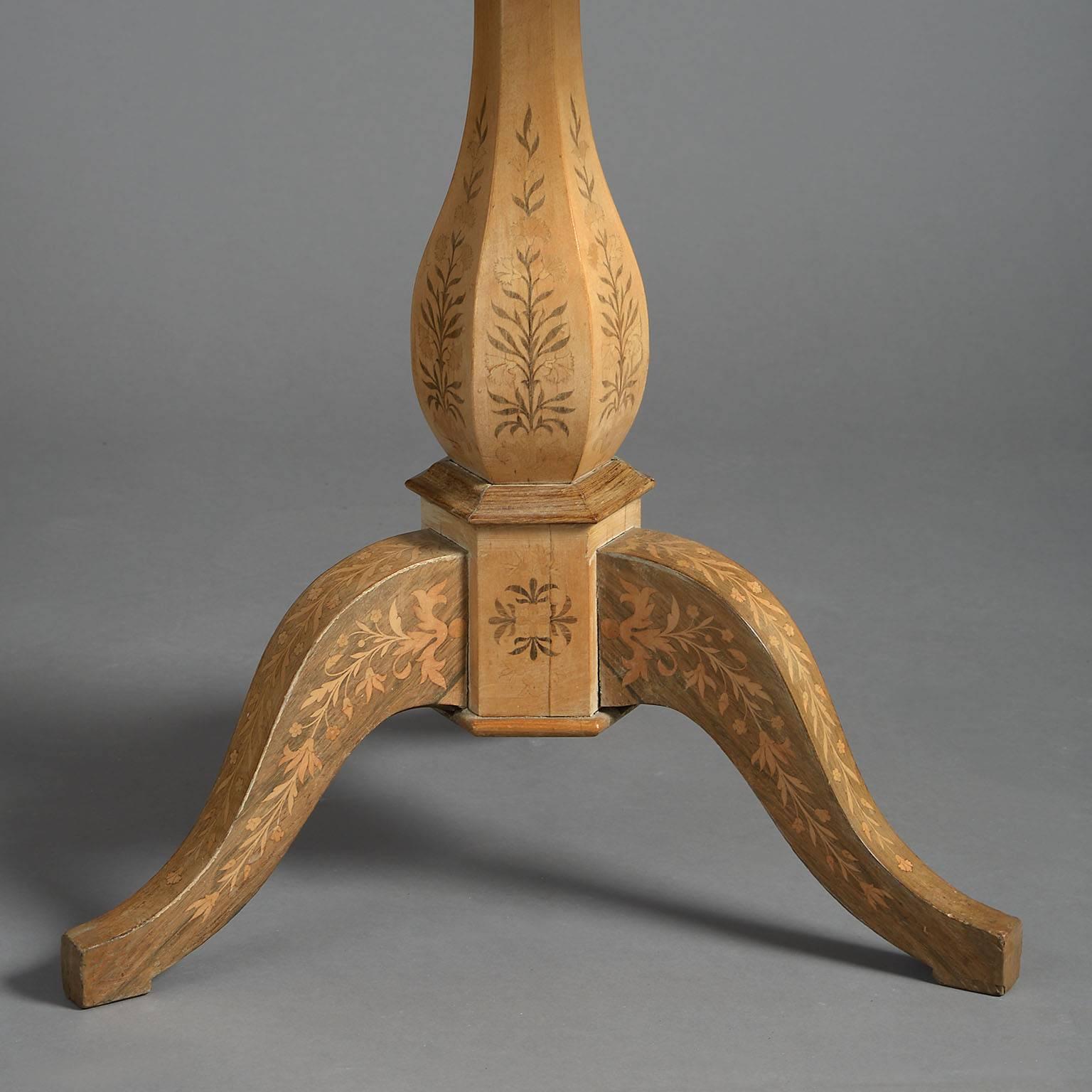 Inlay Early 19th Century Charles X Marquetry Tripod Table