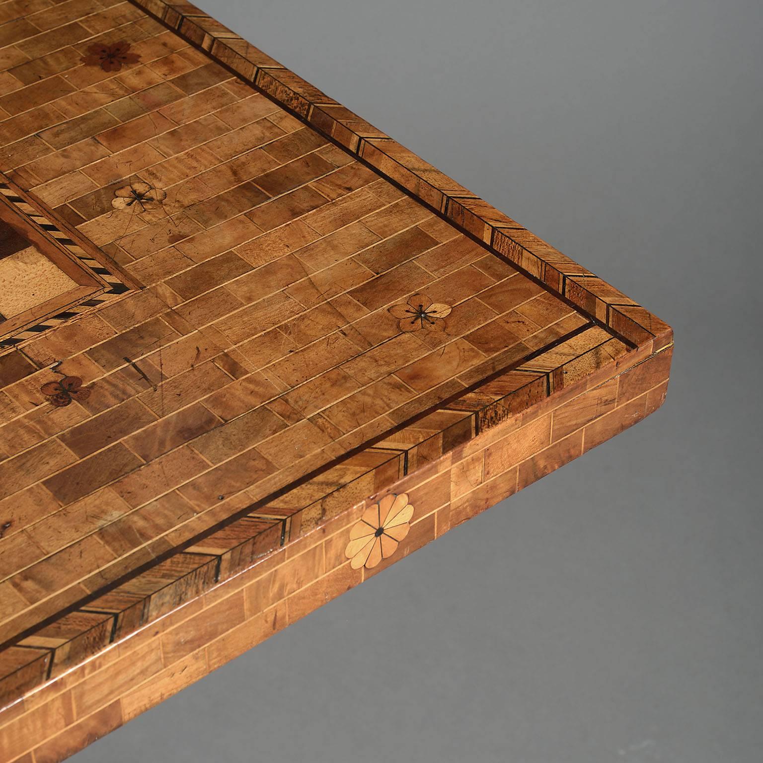 Fruitwood 19th Century Japanese Marquetry Chess Table