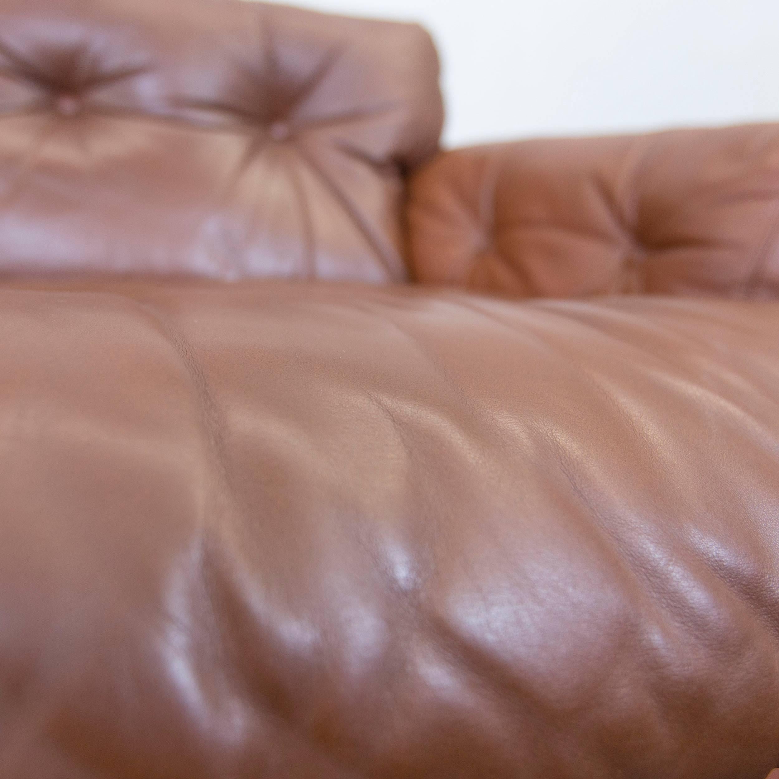 C&B Italia Coronado Fine Leather Two-Seat Sofa by Tobia Scarpa Couch Brown In Good Condition In Cologne, DE