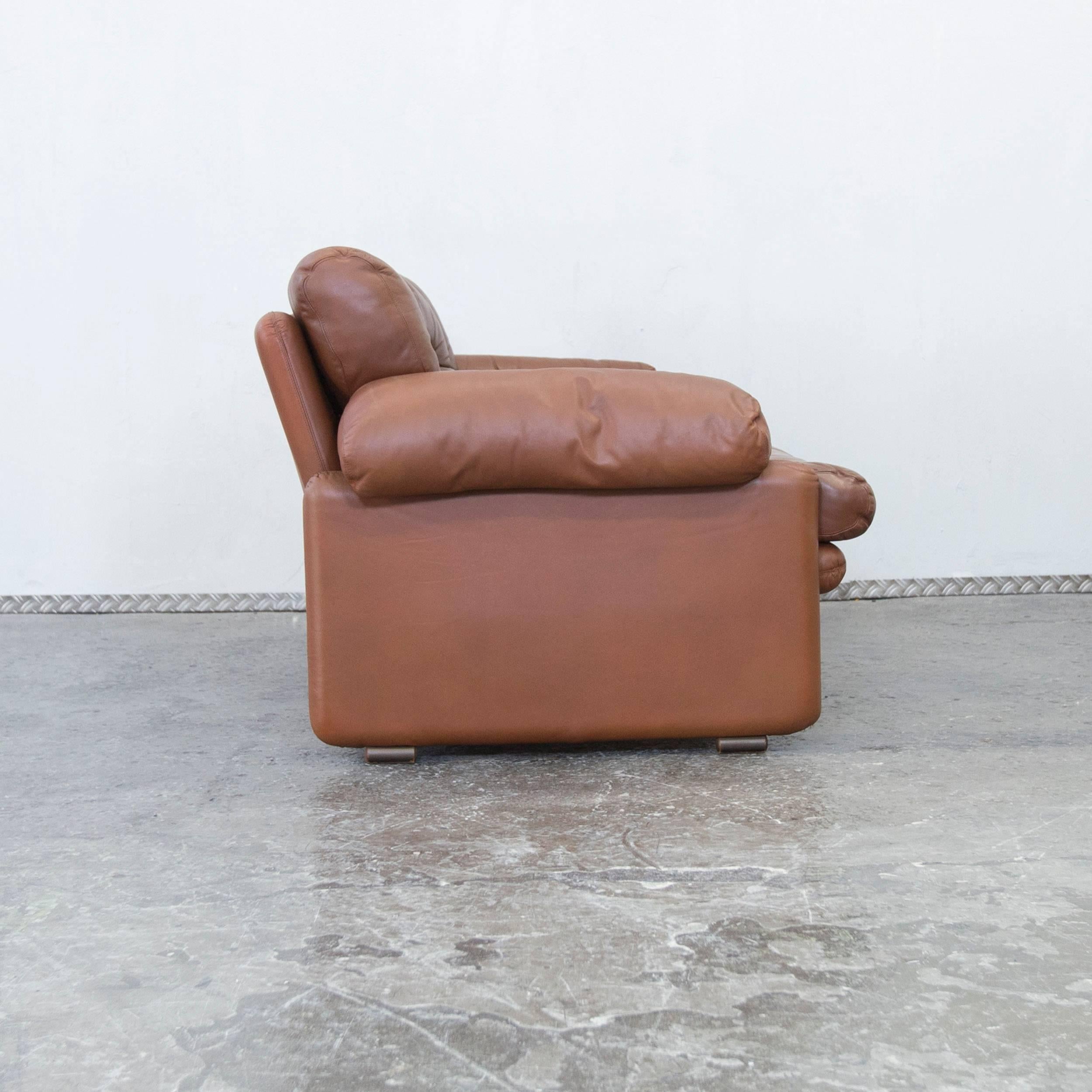 C&B Italia Coronado Fine Leather Two-Seat Sofa by Tobia Scarpa Couch Brown 2