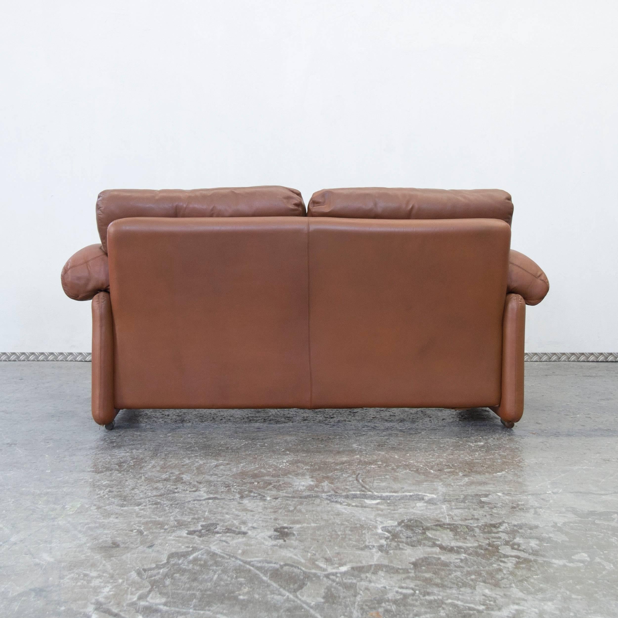 C&B Italia Coronado Fine Leather Two-Seat Sofa by Tobia Scarpa Couch Brown 3