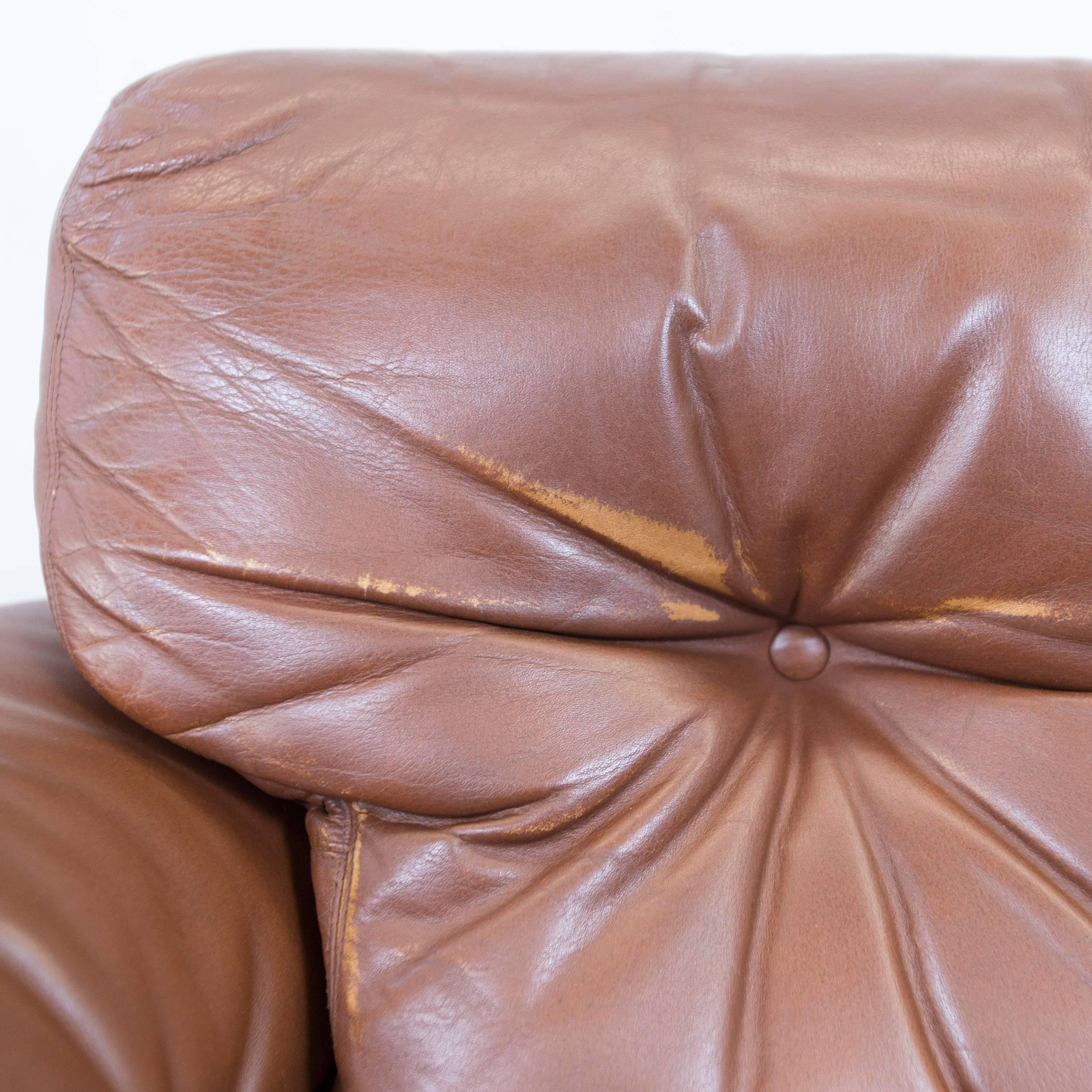 C&B Italia Coronado Fine Leather Armchair by Tobia Scarpa Couch Brown In Good Condition In Cologne, DE