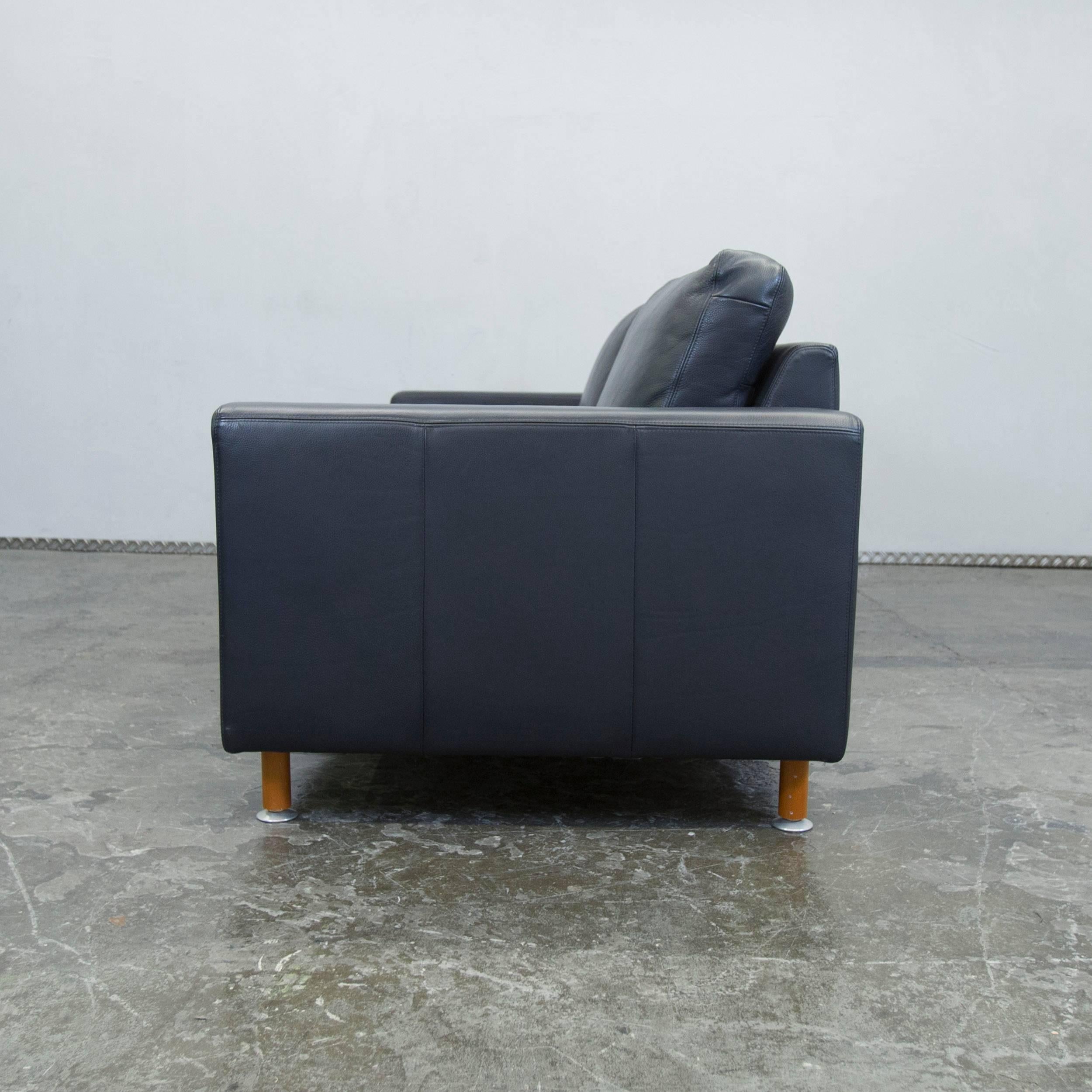 Machalke Leather Three-Seat Sofa in Dark Blue 5