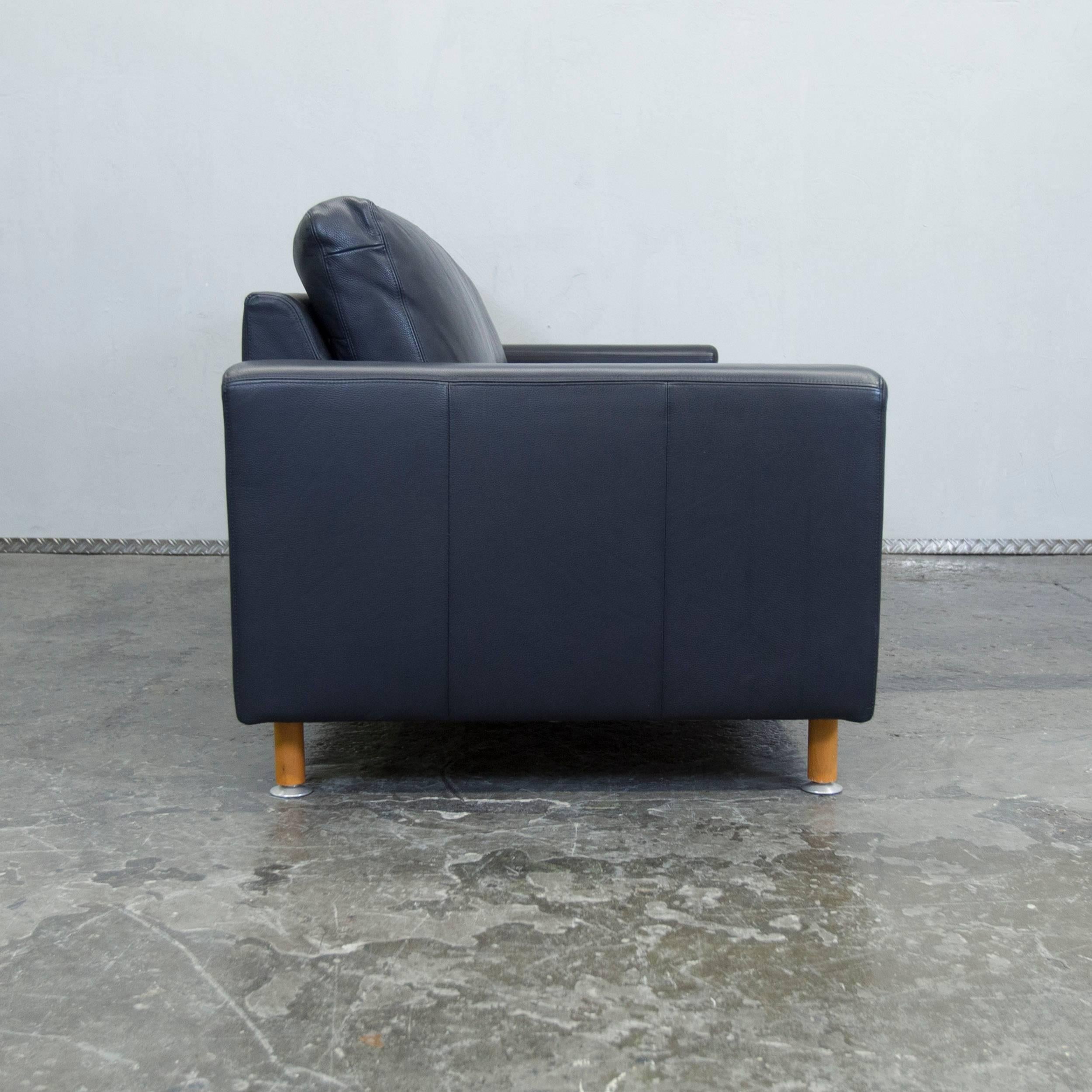 Machalke Leather Three-Seat Sofa in Dark Blue 3