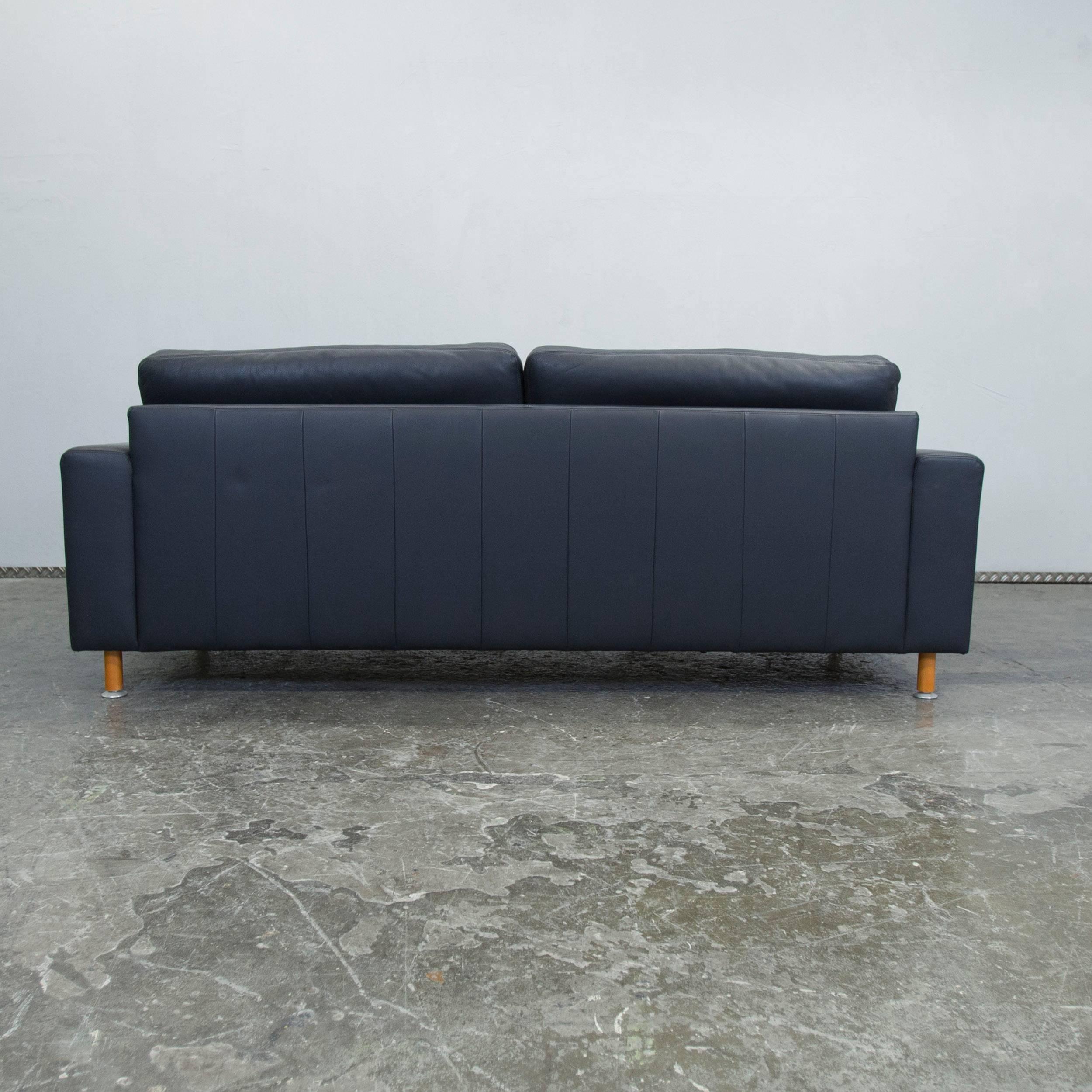 Machalke Leather Three-Seat Sofa in Dark Blue 4