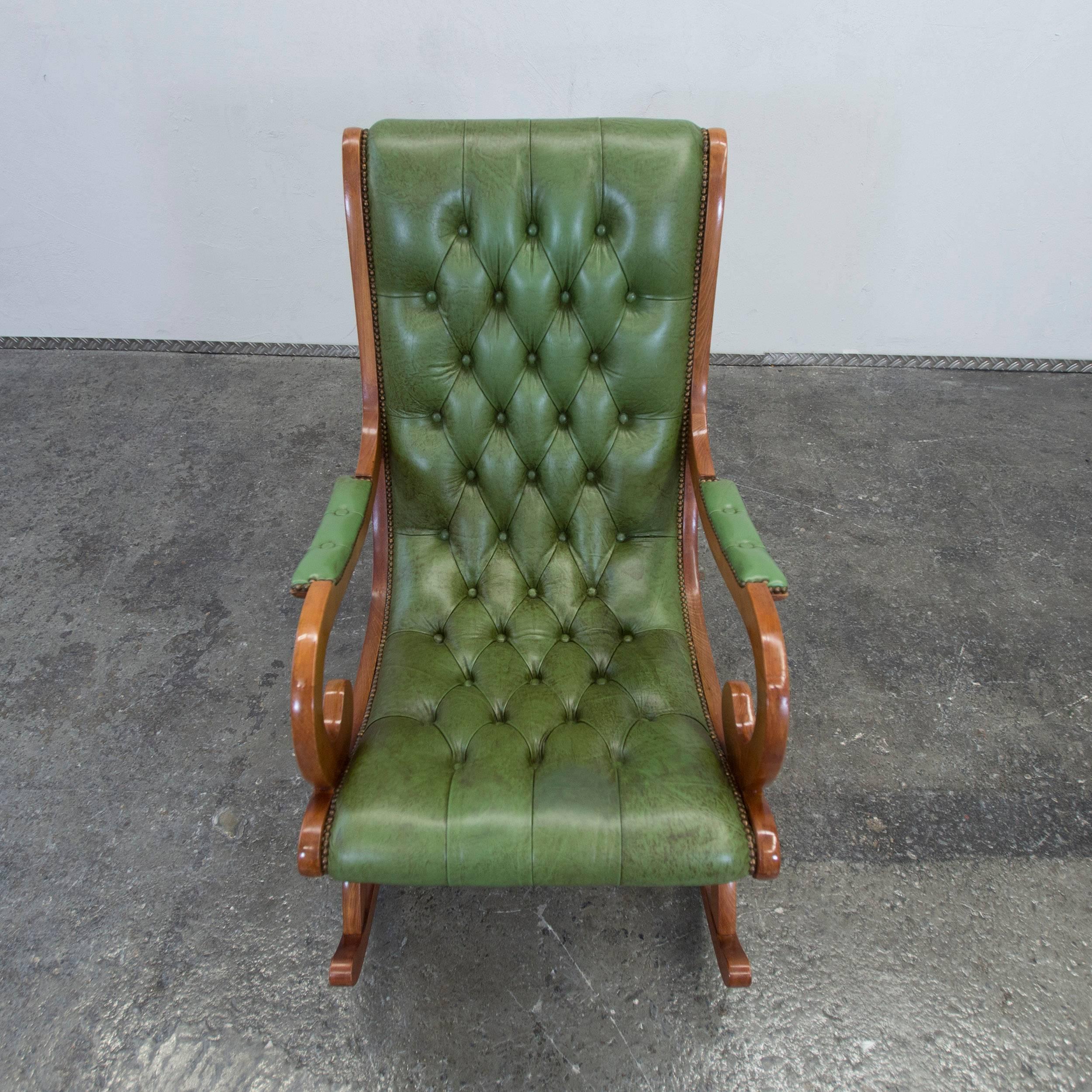 green leather rocking chair