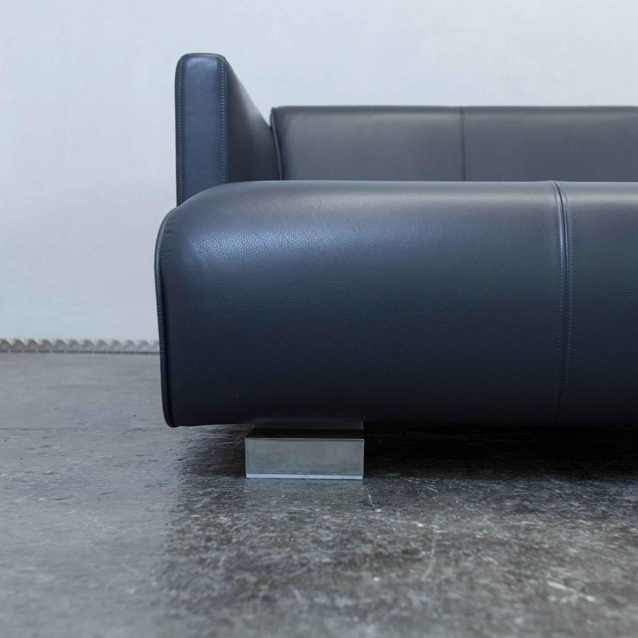 Rolf Benz Premium Corner Sofa Dark Blue Leather In Good Condition For Sale In Cologne, DE
