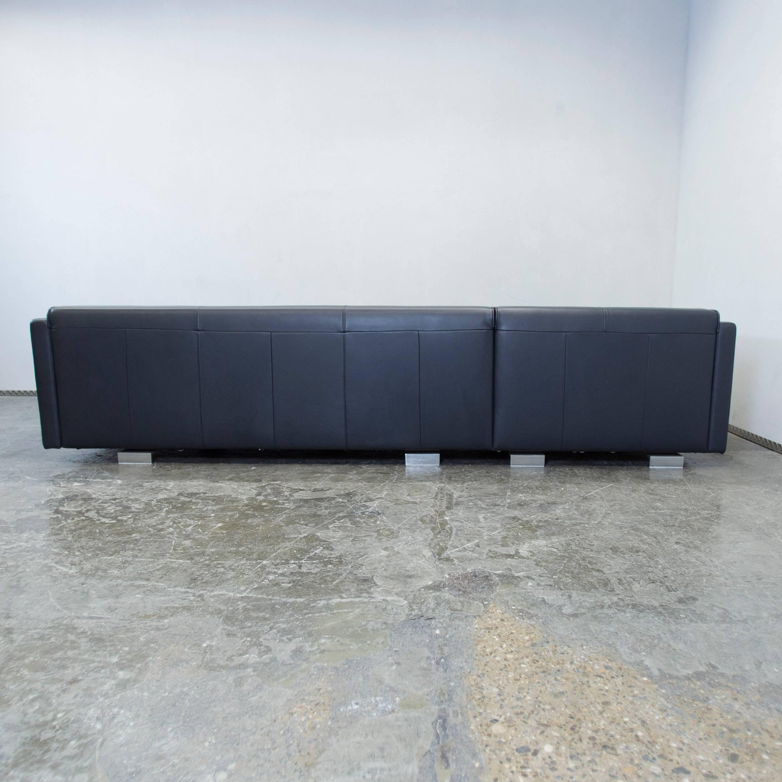 Rolf Benz Premium Corner Sofa Dark Blue Leather For Sale 3