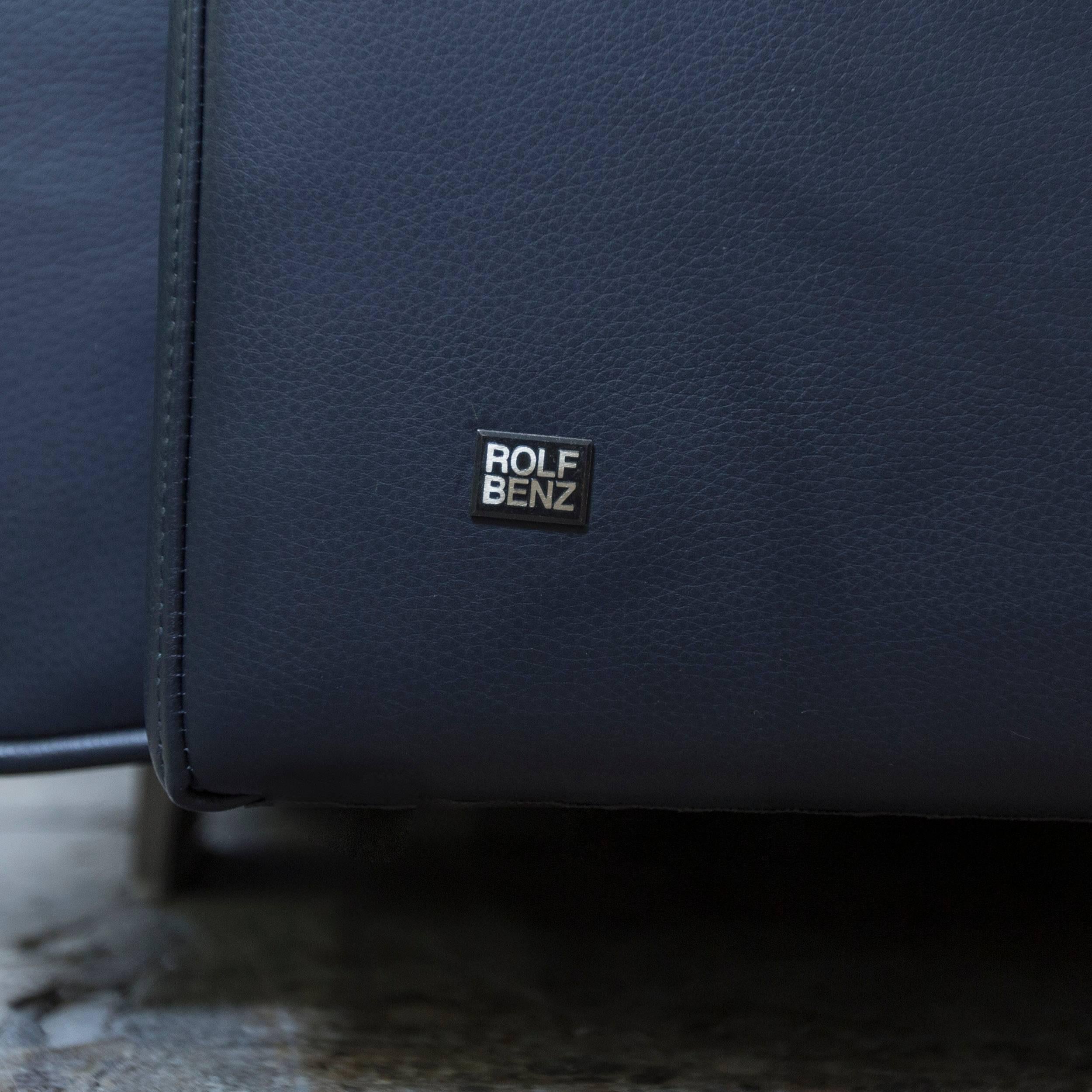 Rolf Benz Premium Corner Sofa Dark Blue Leather For Sale 2