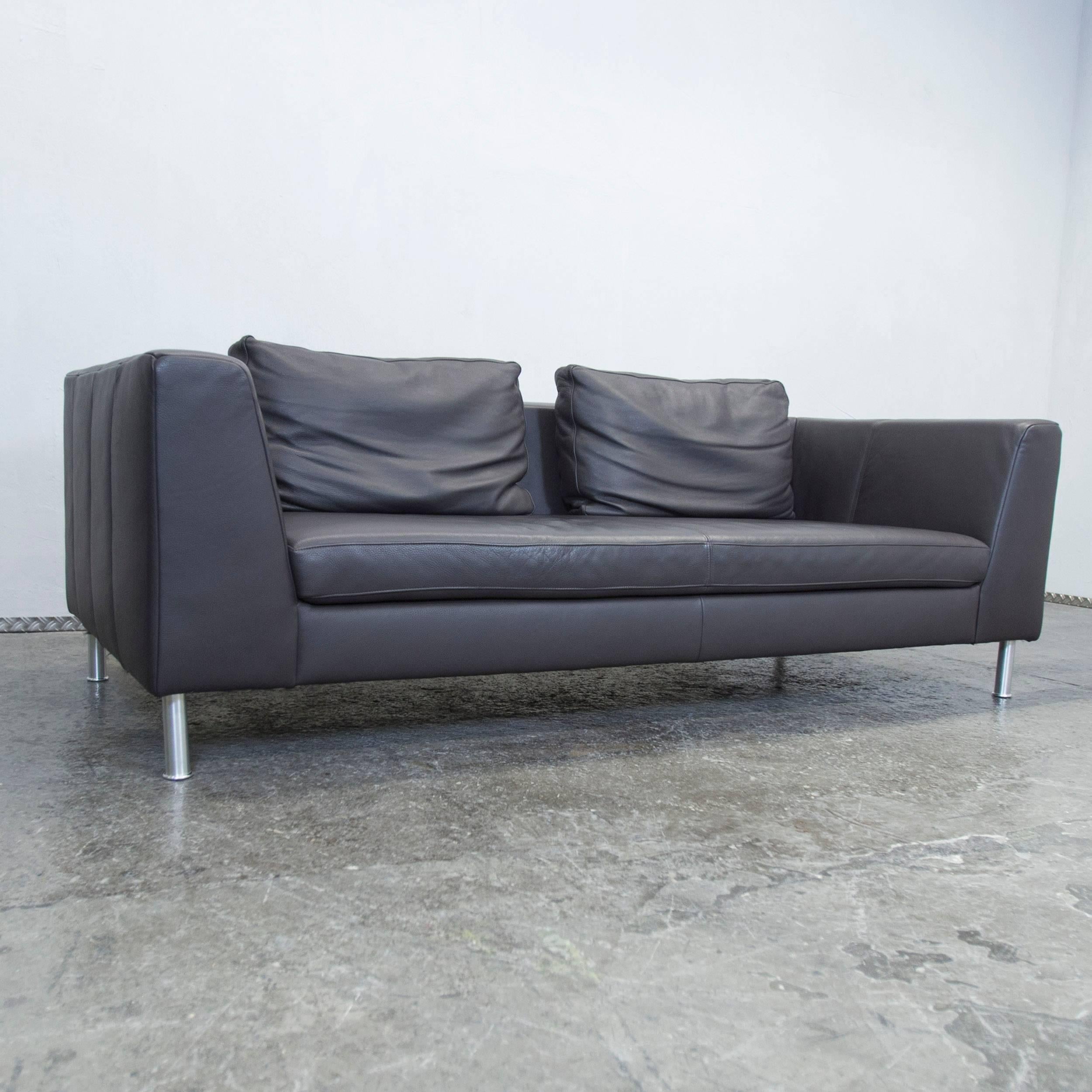 Ewald Schillig back three-seat leather sofa. Made in Germany.