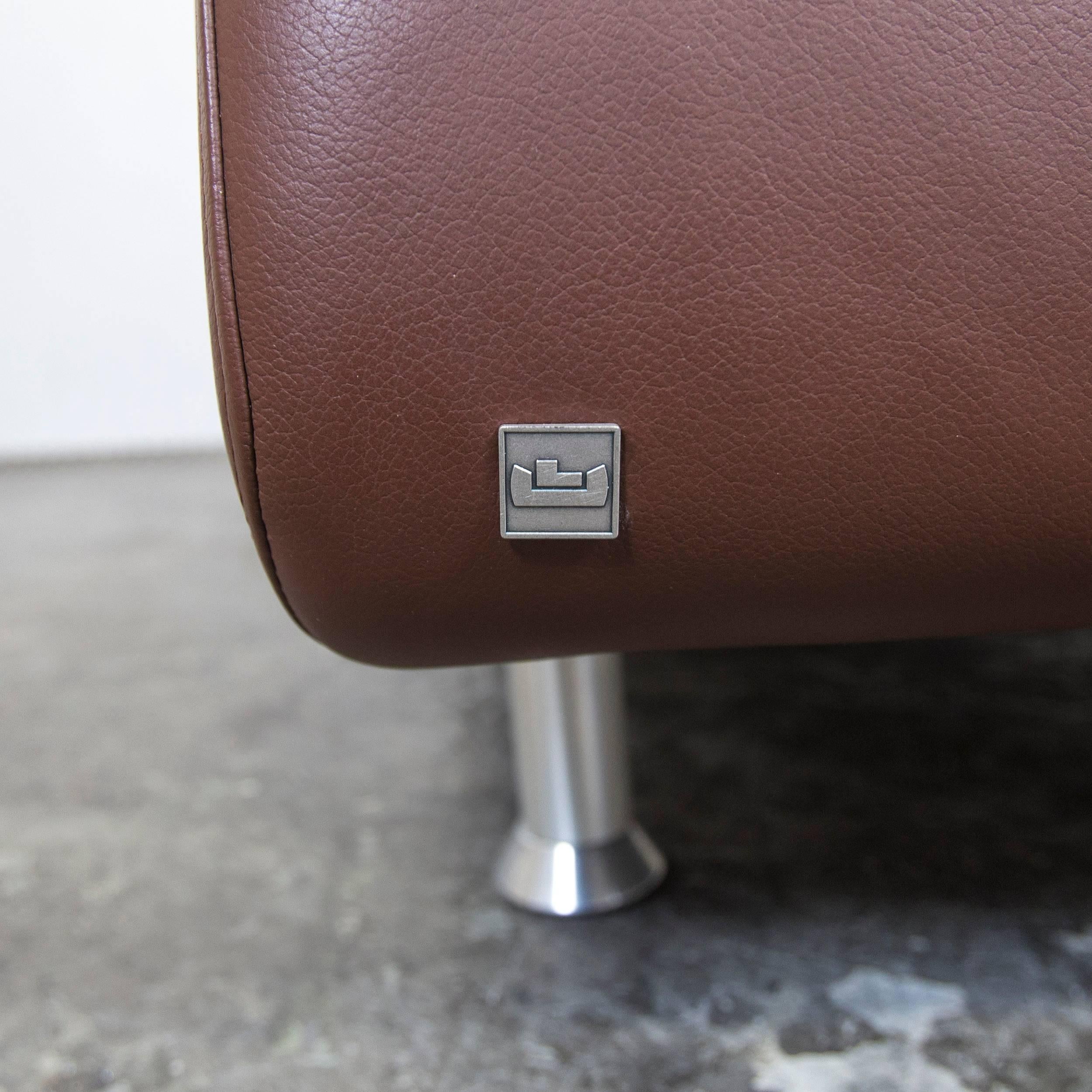Designer Leather Footstool Brown Pouff Oneseater Modern 1