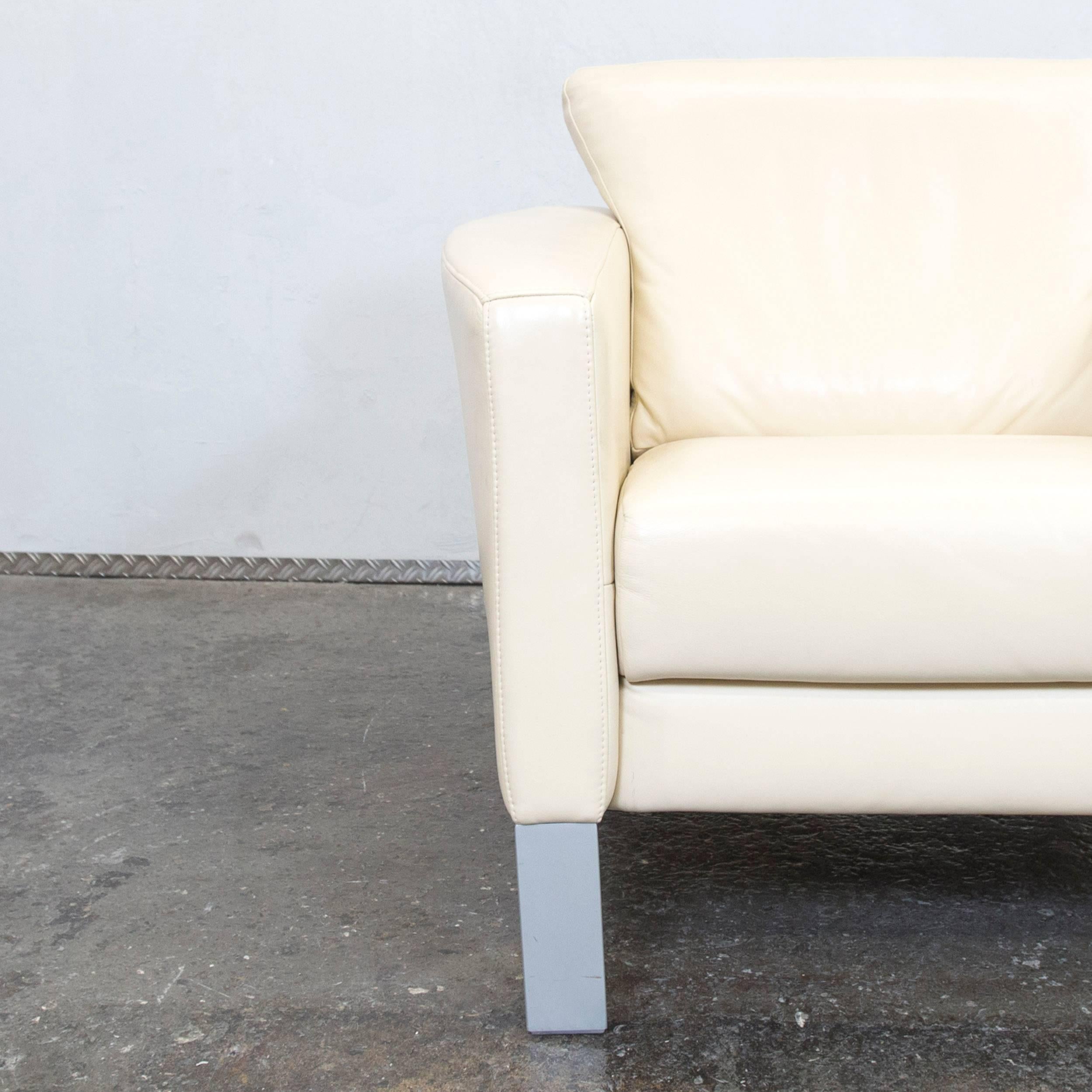 German Rolf Benz Designer Leather Armchair Crème Beige One-Seat Modern For Sale