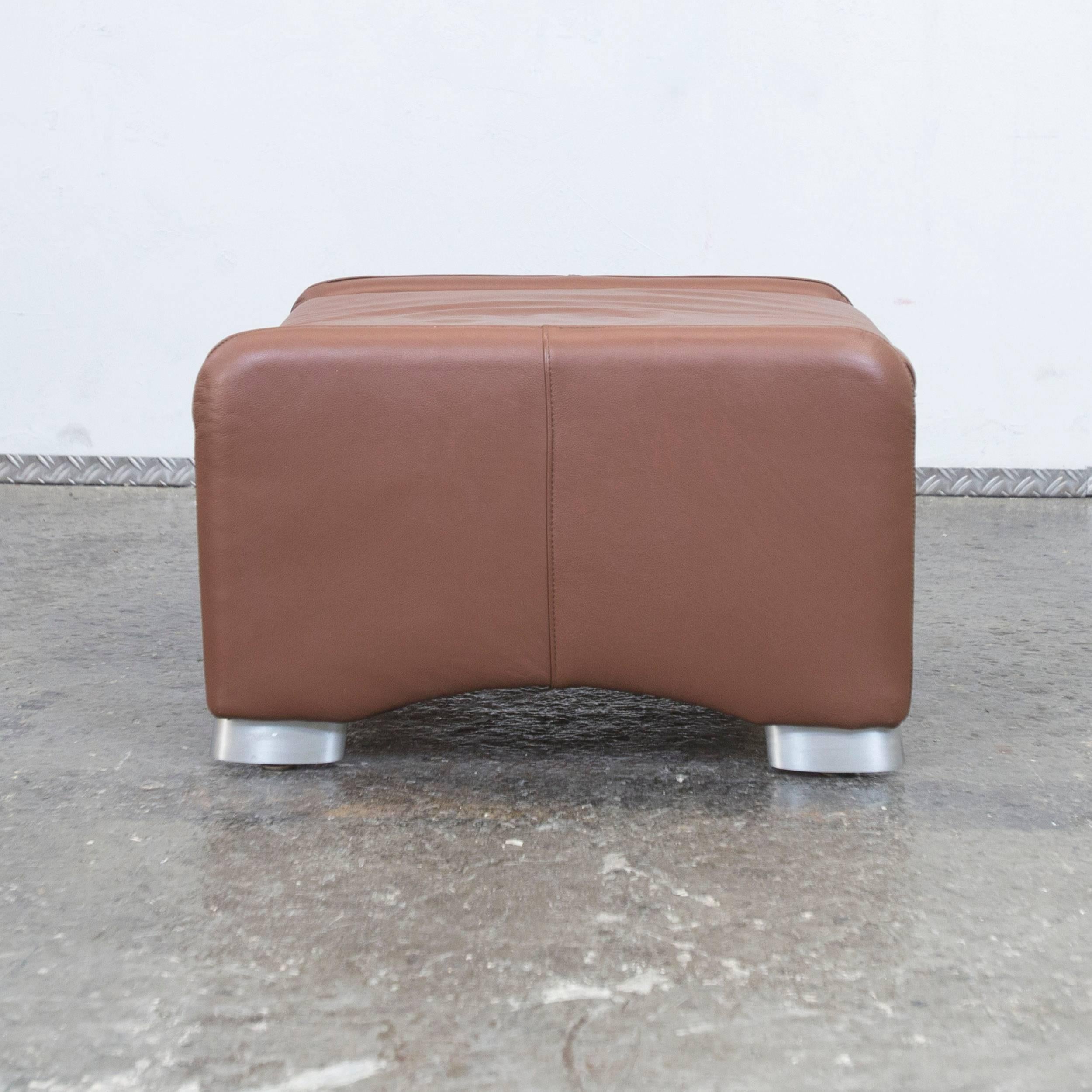 Hülsta Designer Footstool Pouff Brown Leather Function Couch Modern In Excellent Condition In Cologne, DE