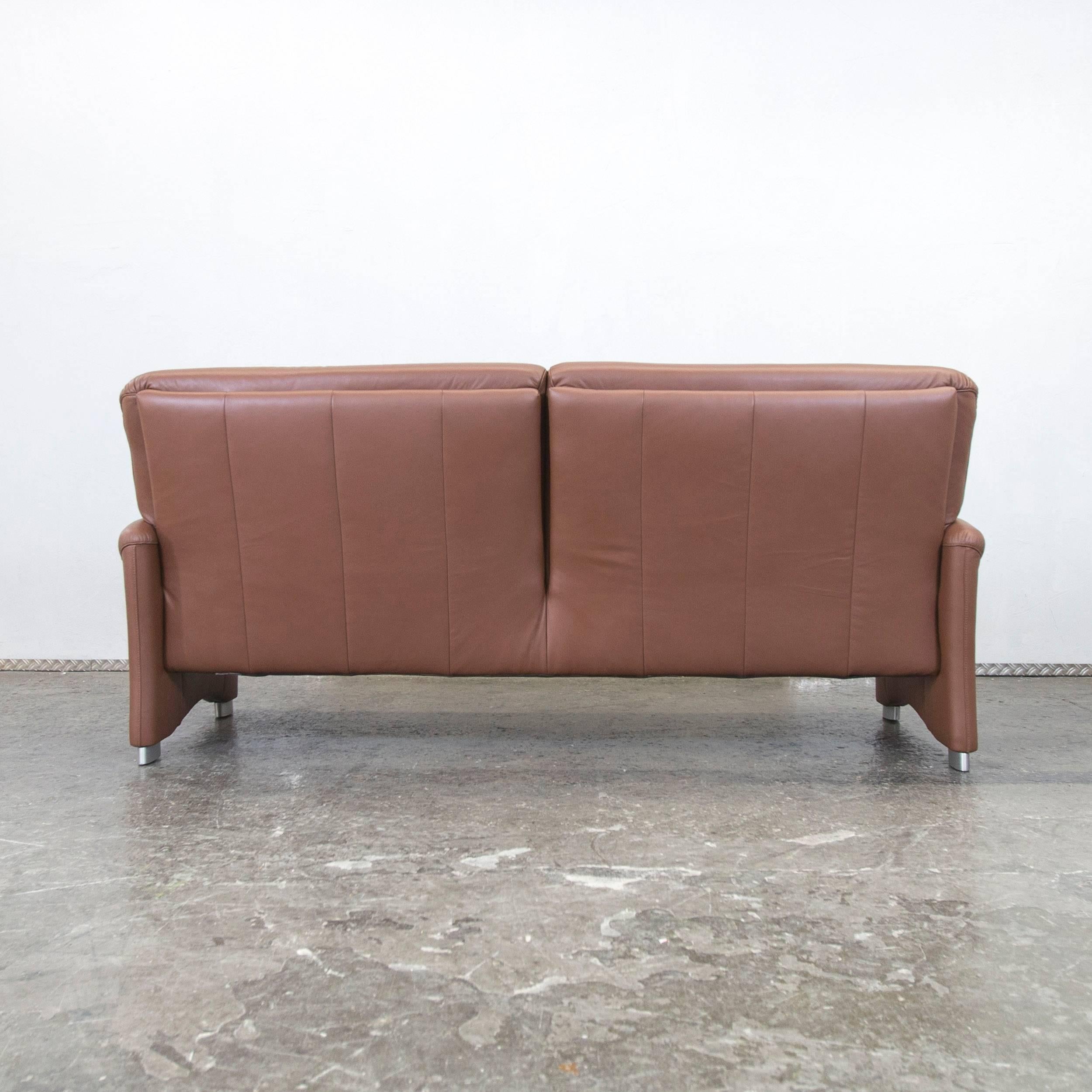 Hülsta Designer Sofa Brown Leather Three-Seat Couch Modern 2