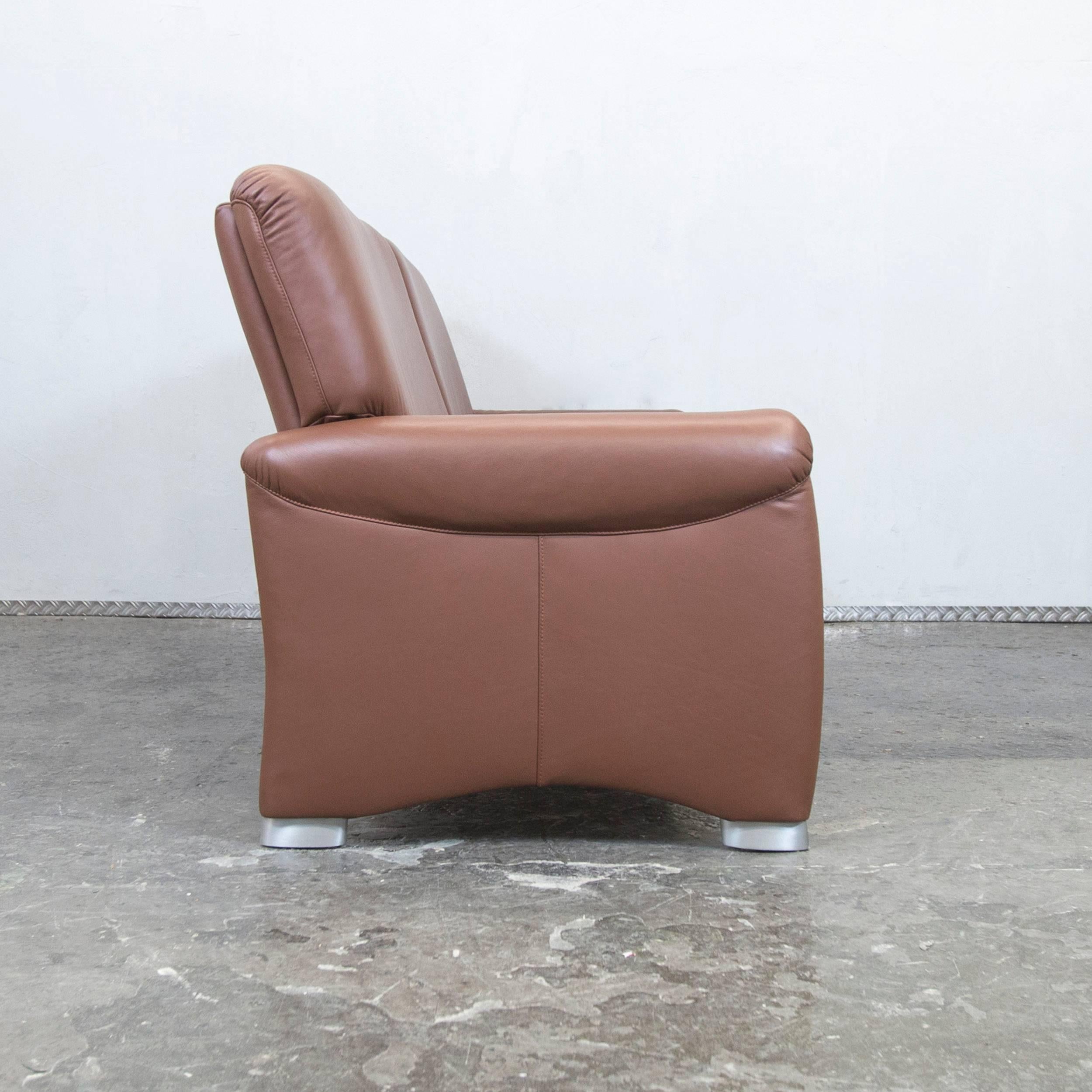 Hülsta Designer Sofa Brown Leather Three-Seat Couch Modern 3