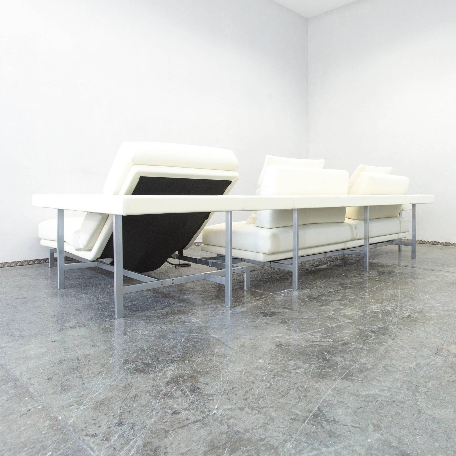 Dreipunkt D160 Living Comfort Designer Cornersofa Leather Creme White Function At 1stdibs