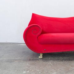 Original Bretz Gaudi Designer Sofa Red Fabric Chaiselongue Recamiere Three-Seat