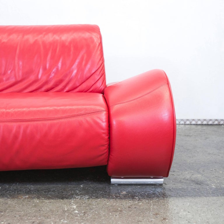 Designer Red Three-Seat Couch Modern Function at 1stDibs