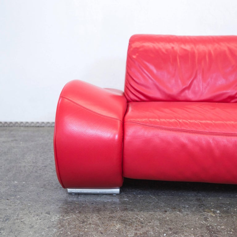 Hummel Designer Leather Sofa Red Two-Seat Couch Function Modern at 1stDibs  | hummel sofa leder, hummel international polstermöbel