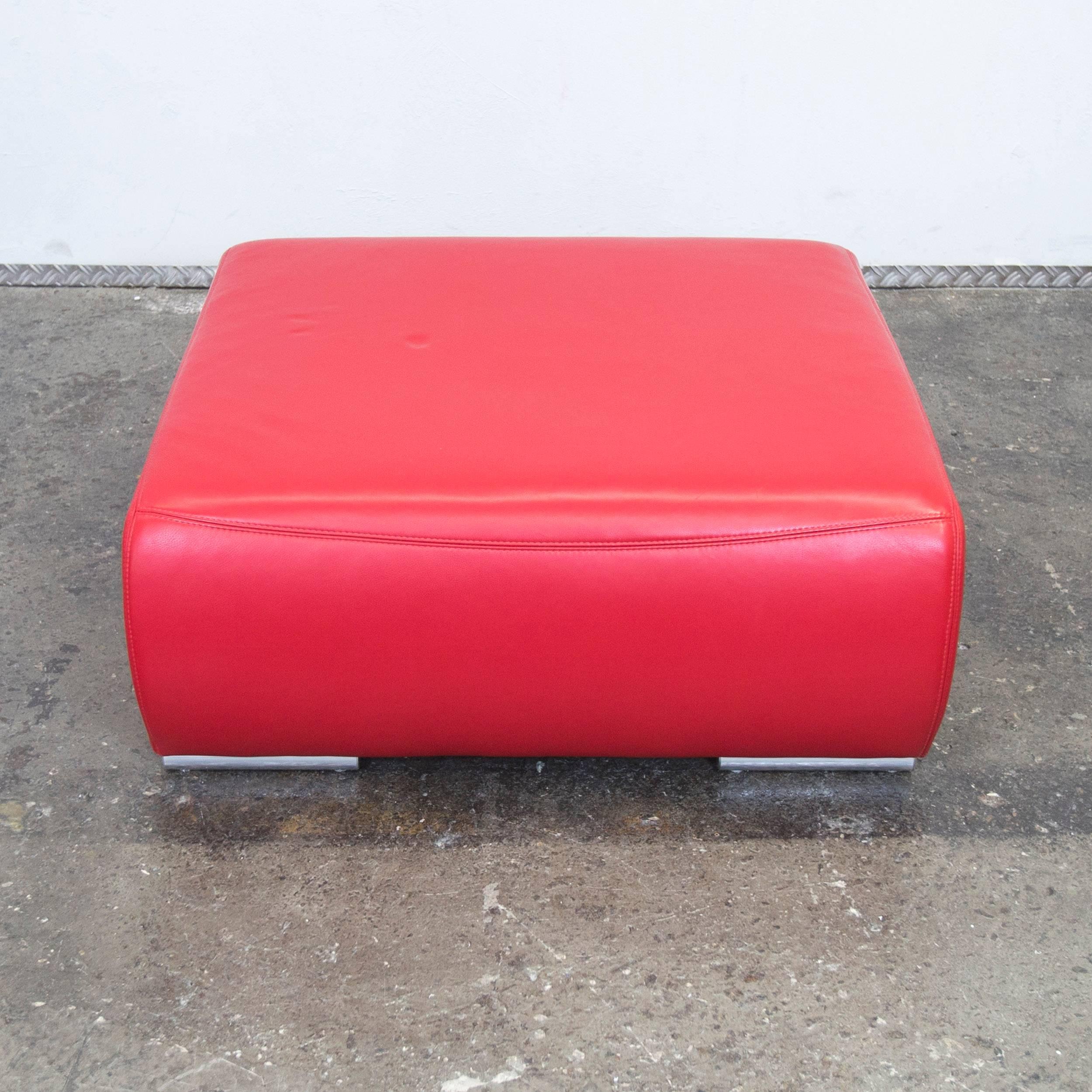 German Hummel Designer Footstool Red Pouff Stool Modern
