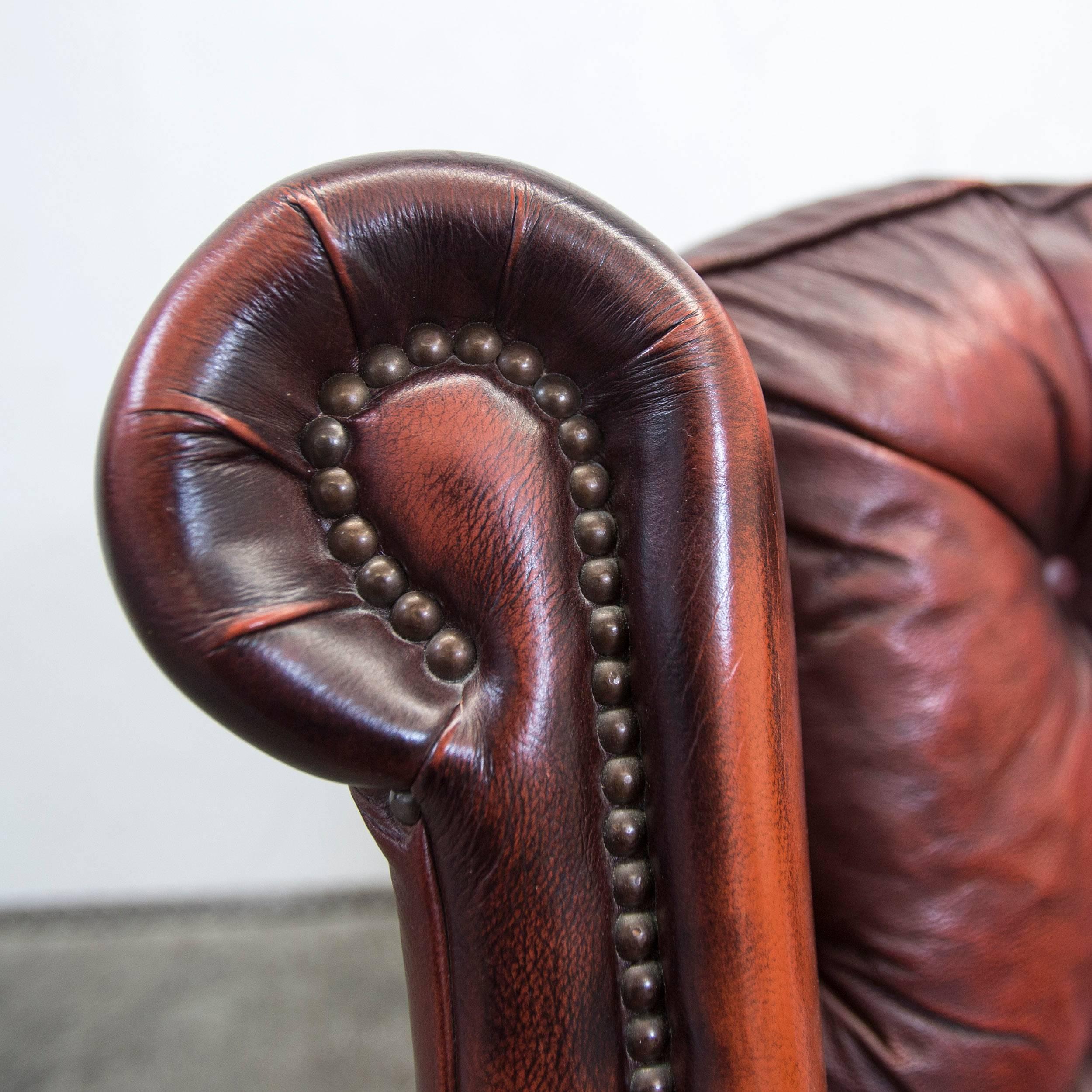 Chesterfield Leather Armchair Red Brown One Seat Chair Couch Vintage Retro In Good Condition In Cologne, DE