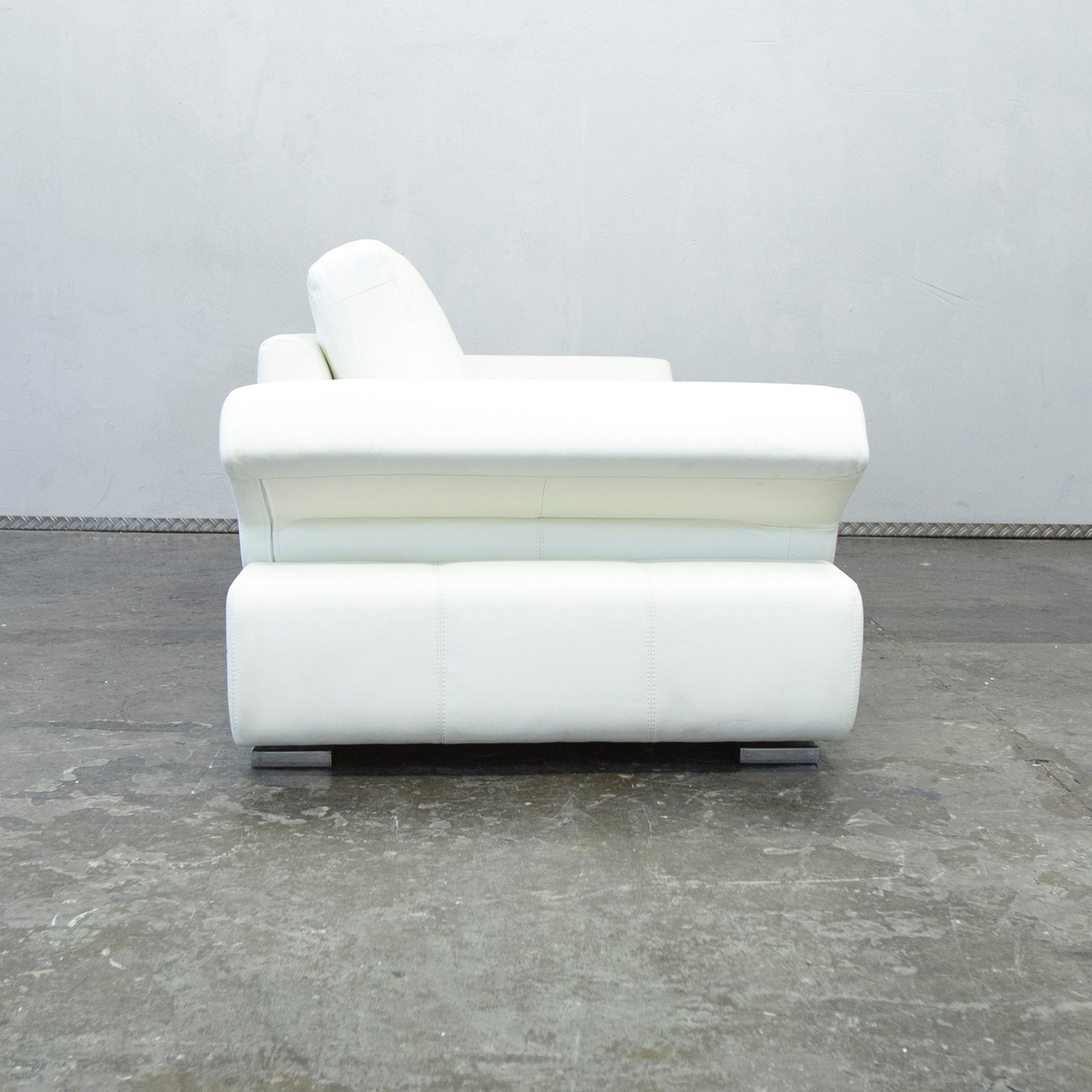 Musterring Linea Designer Leather Sofa White Three Seat Function Couch Modern For Sale At 1stdibs