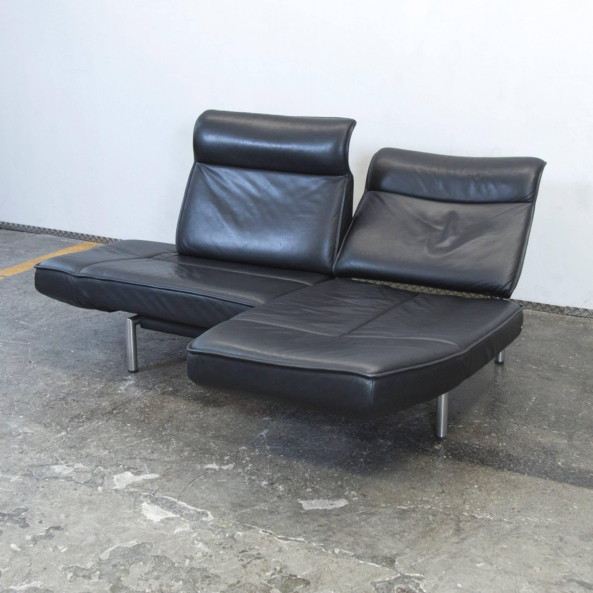 de Sede Ds 450 Designer Leather Sofa Black Relax Function Two-Seat Modern In Excellent Condition In Cologne, DE
