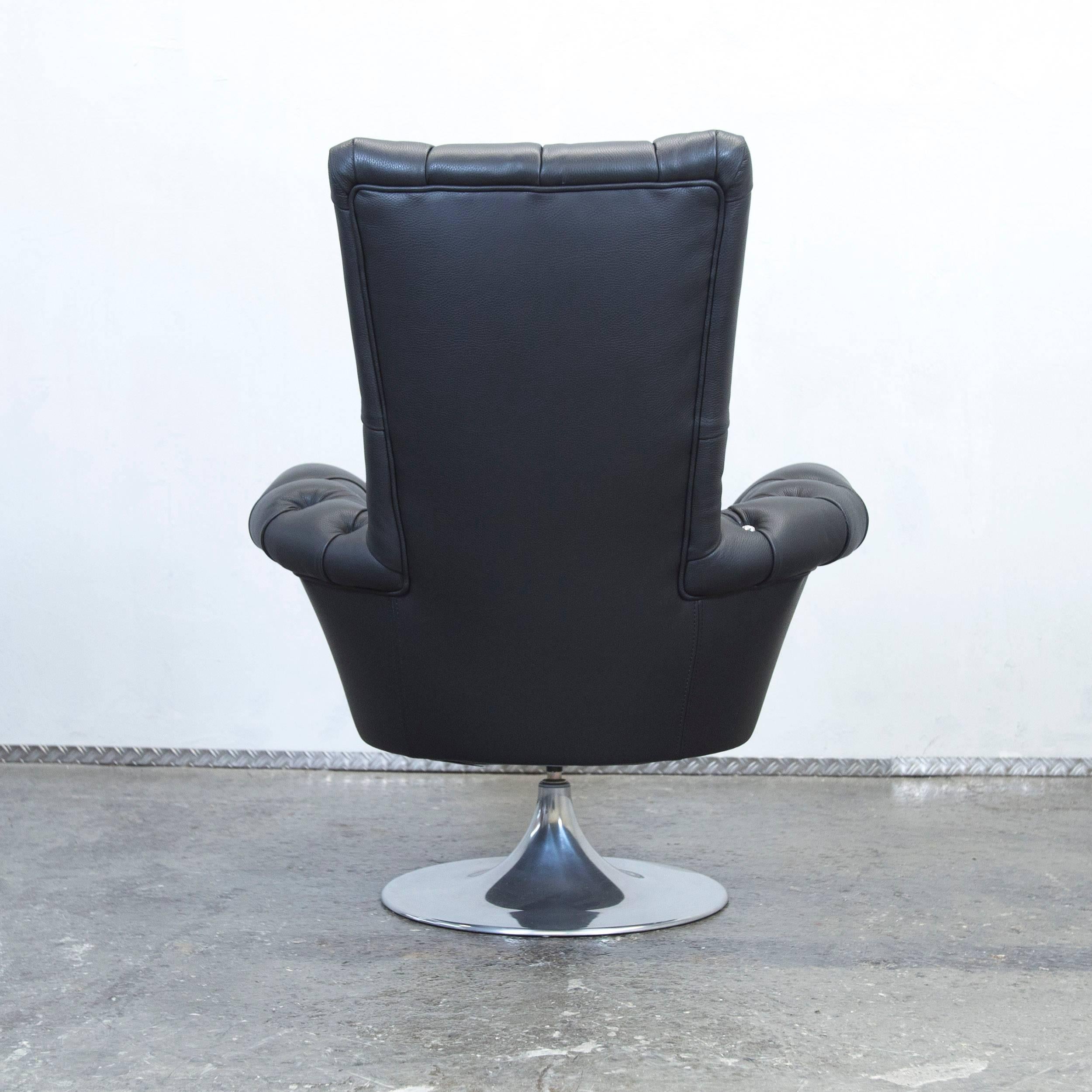 Bretz Pompadour Designer Leather Swivel Chair Black Swarovski Chesterfield 1