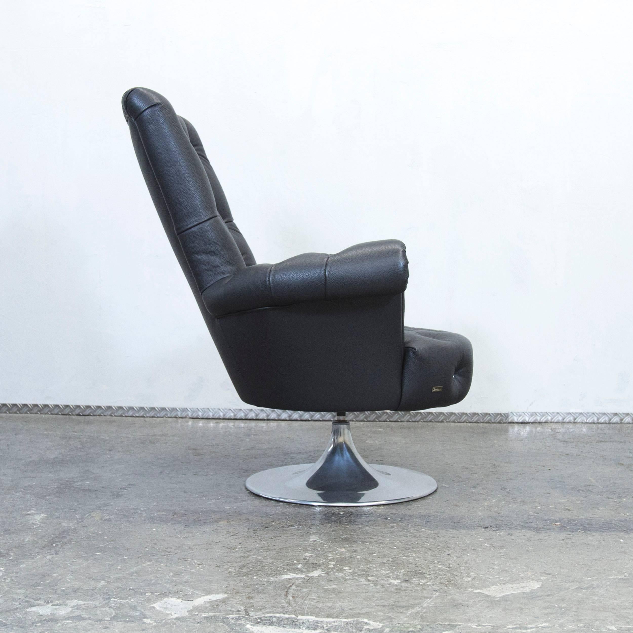 Bretz Pompadour Designer Leather Swivel Chair Black Swarovski Chesterfield 2