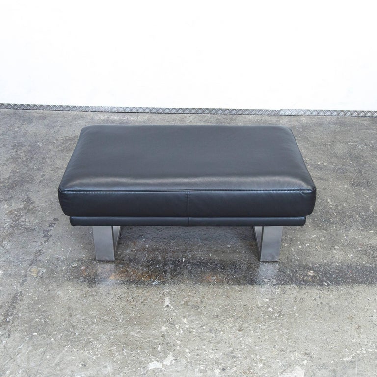 Rolf Benz Sob 6600 Designer Leather Footstool Black Pouff Stool Footrest Modern For Sale At 1stdibs