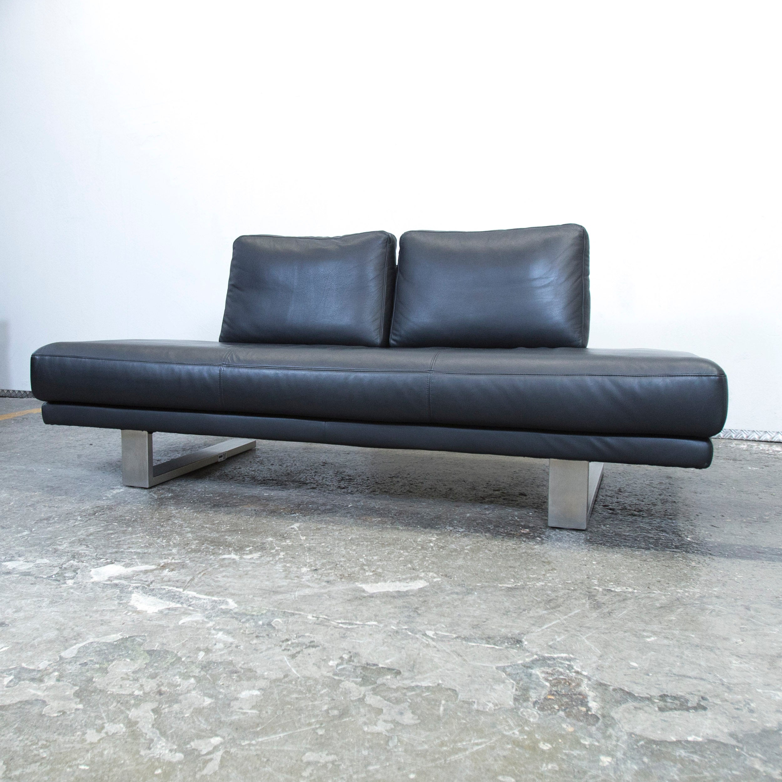 Rolf Benz Sob 6600 Designer Leather Sofa Black Three Seat Couch Modern For Sale At 1stdibs