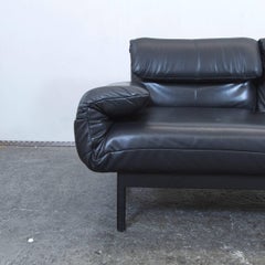 Rolf Benz Plura Designer Leather Sofa Black Function Modern